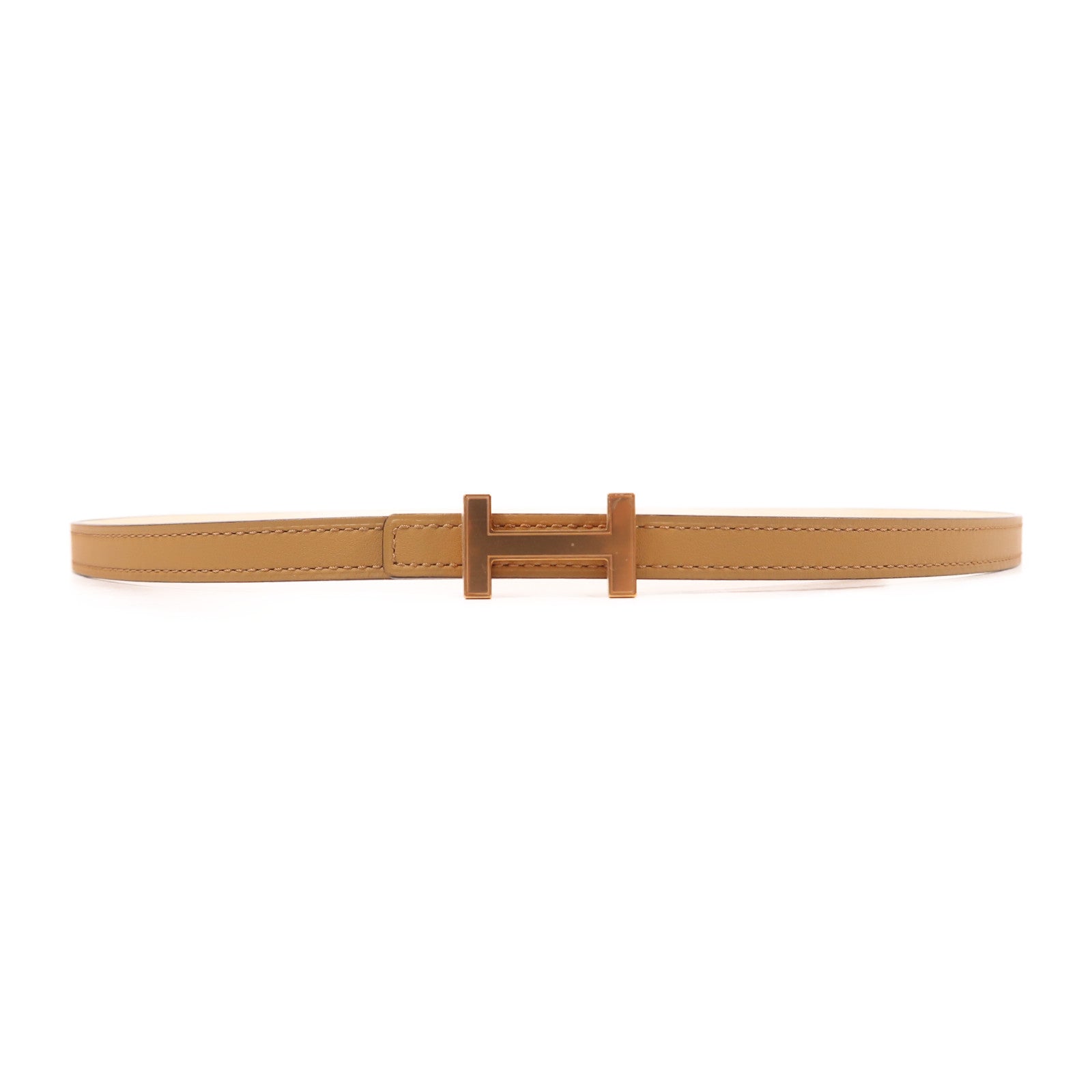 HERMES Epsom皮革H Belt 90cm金扣皮帶Sesame/Nata