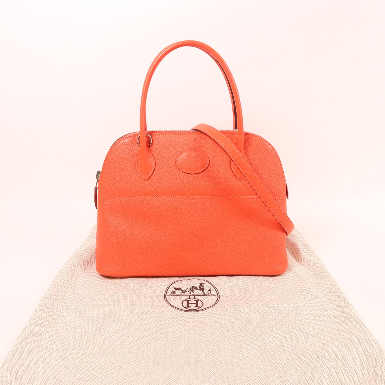 HERMES Epsom皮革Bolide 27銀扣手挽肩背兩用袋Rouge De Coeur