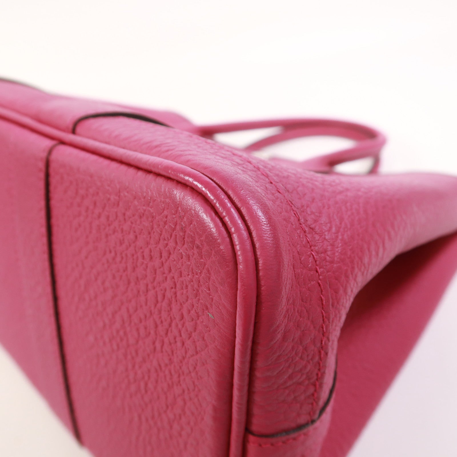HERMES Negonda皮革Garden Party TPM銀扣手挽袋Rose Pourpre