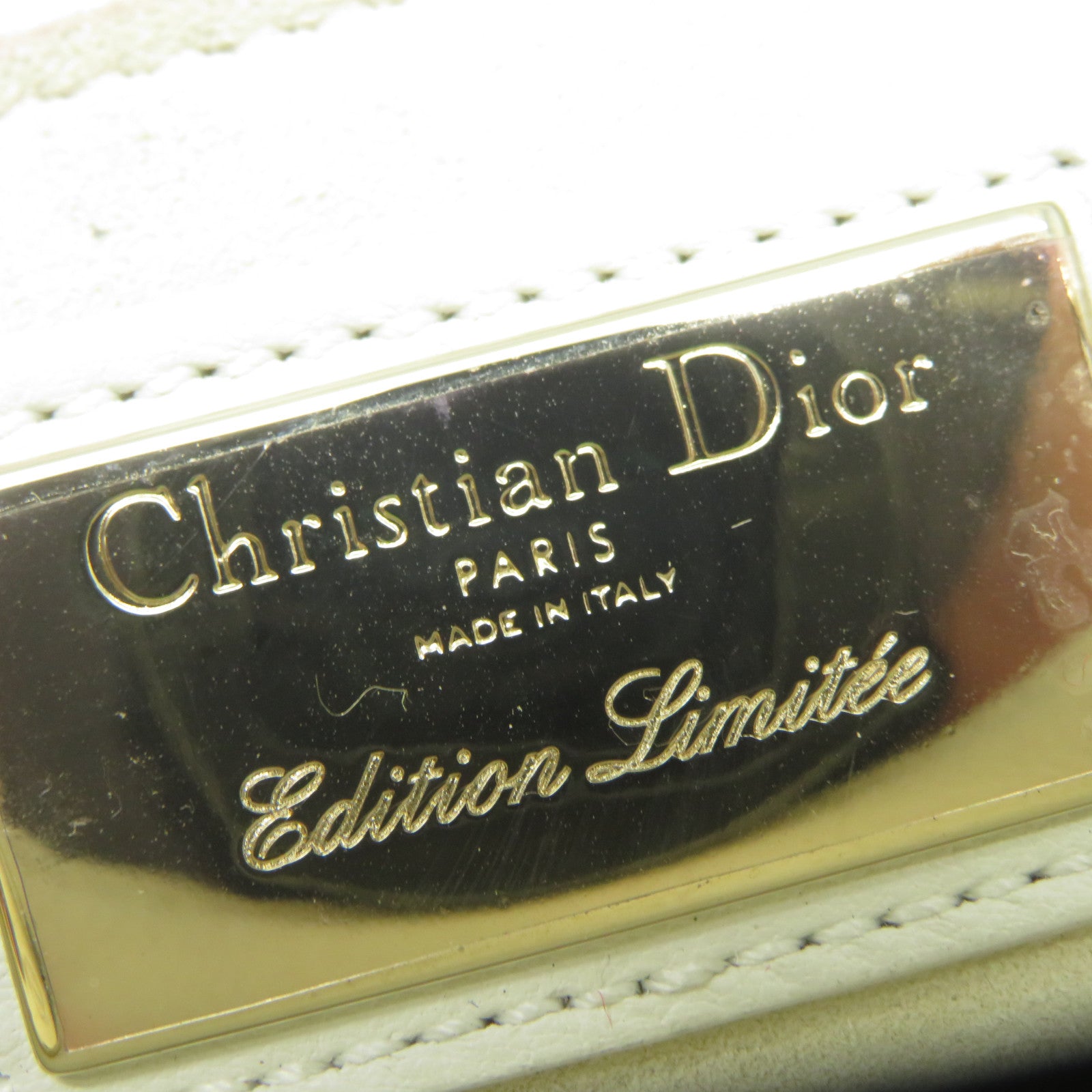 Dior 牛皮皮革Dioramour Lady Dior金扣手挽肩背兩用袋白色