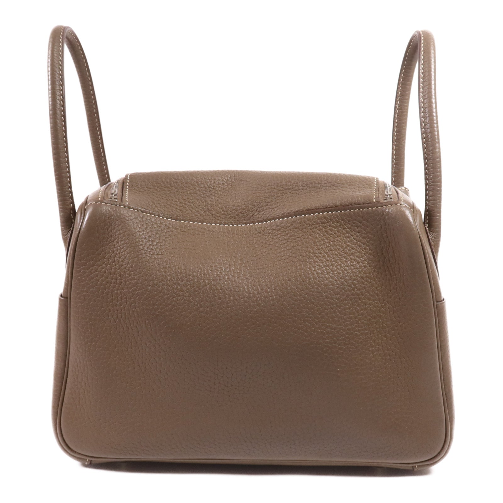 HERMES Clemence皮革Lindy 26銀扣手挽肩背兩用袋Etoupe