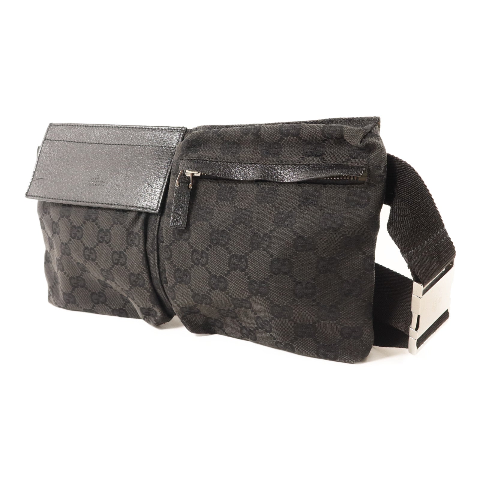 GUCCI 帆布Waist Bag銀扣腰包