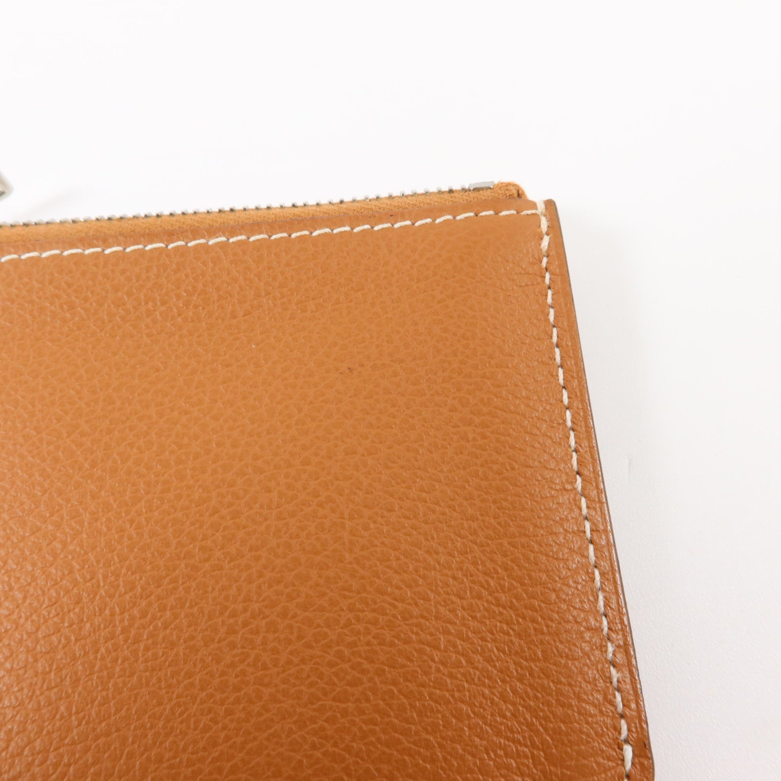 HERMES Evercolor皮革Roulis Slim銀扣錢包Gold
