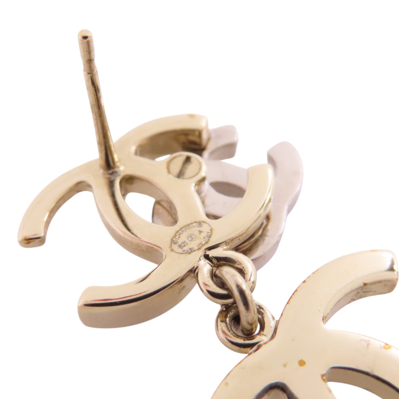 CHANEL 金屬/水鑽/仿珍珠CC Earrings金扣耳環