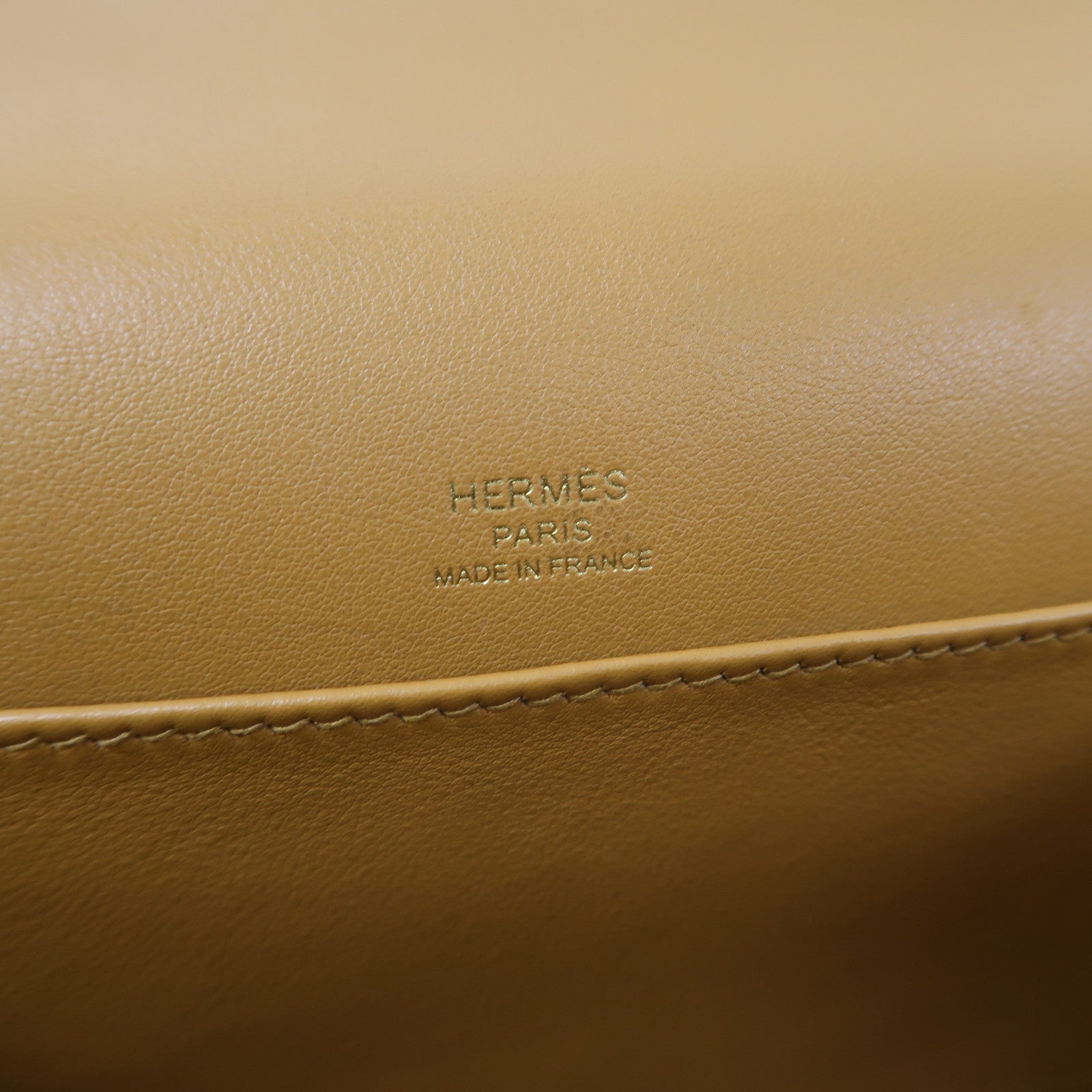 HERMES Chevre皮革Geta金扣肩背袋焦糖色