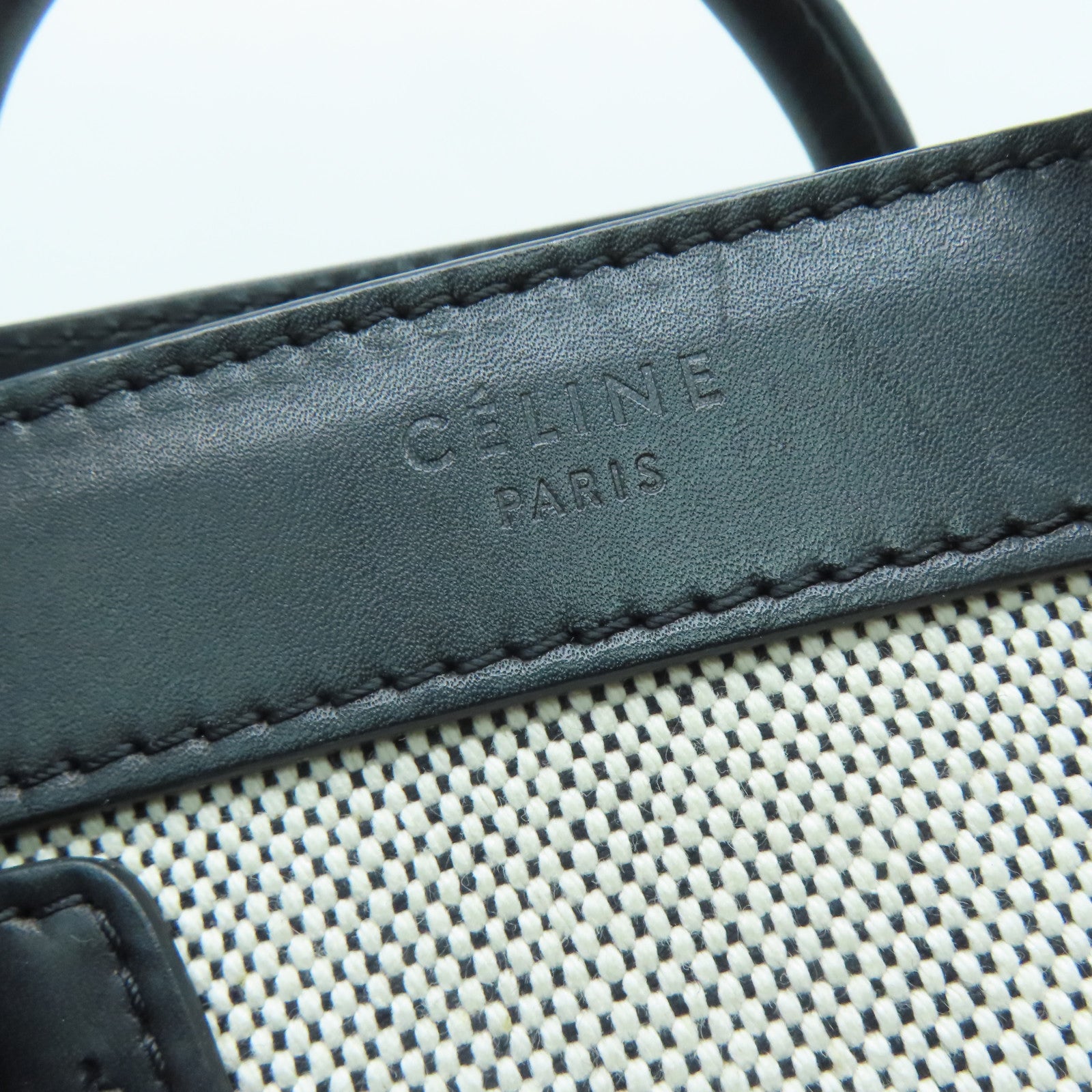 CELINE 牛皮皮革/帆布Nano Luggage 2 Way Shoulder 金扣手挽肩背两用袋黑色