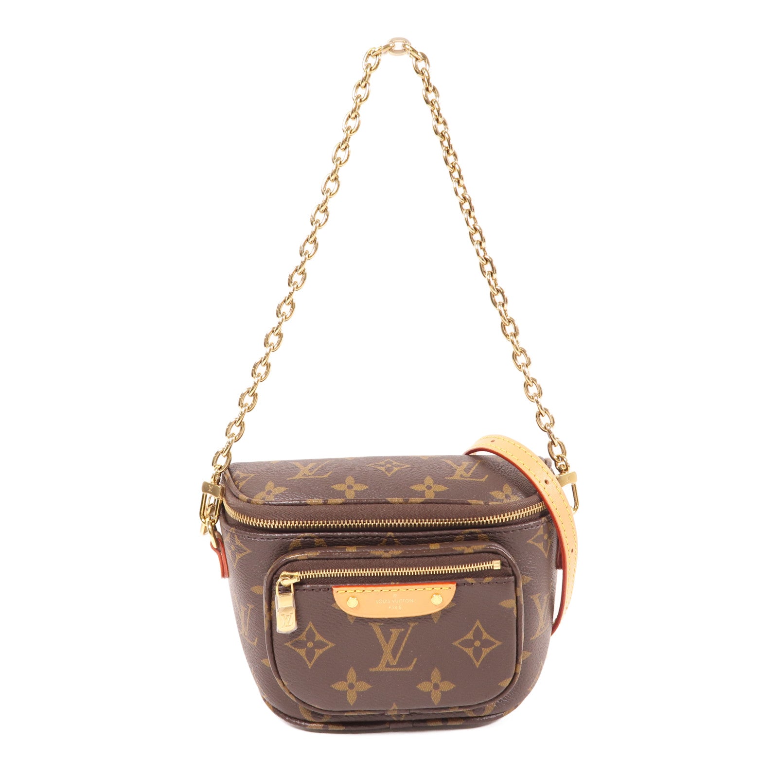 LOUIS VUITTON Monogram Mini Bumbag金扣手挽肩背兩用袋棕色