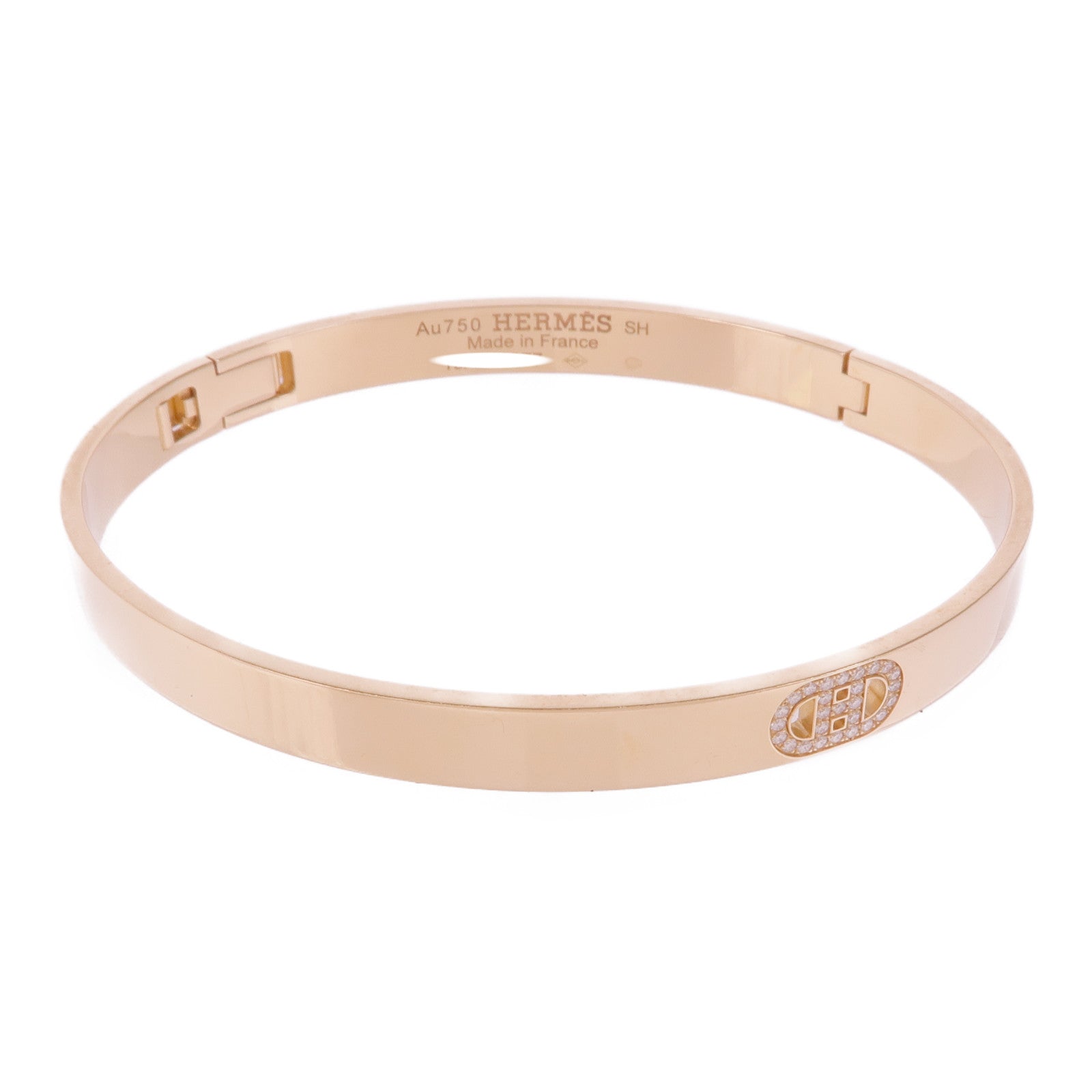 HERMES 18K玫瑰金H d'Ancre Diamond Bracelet Small鑽石手鐲