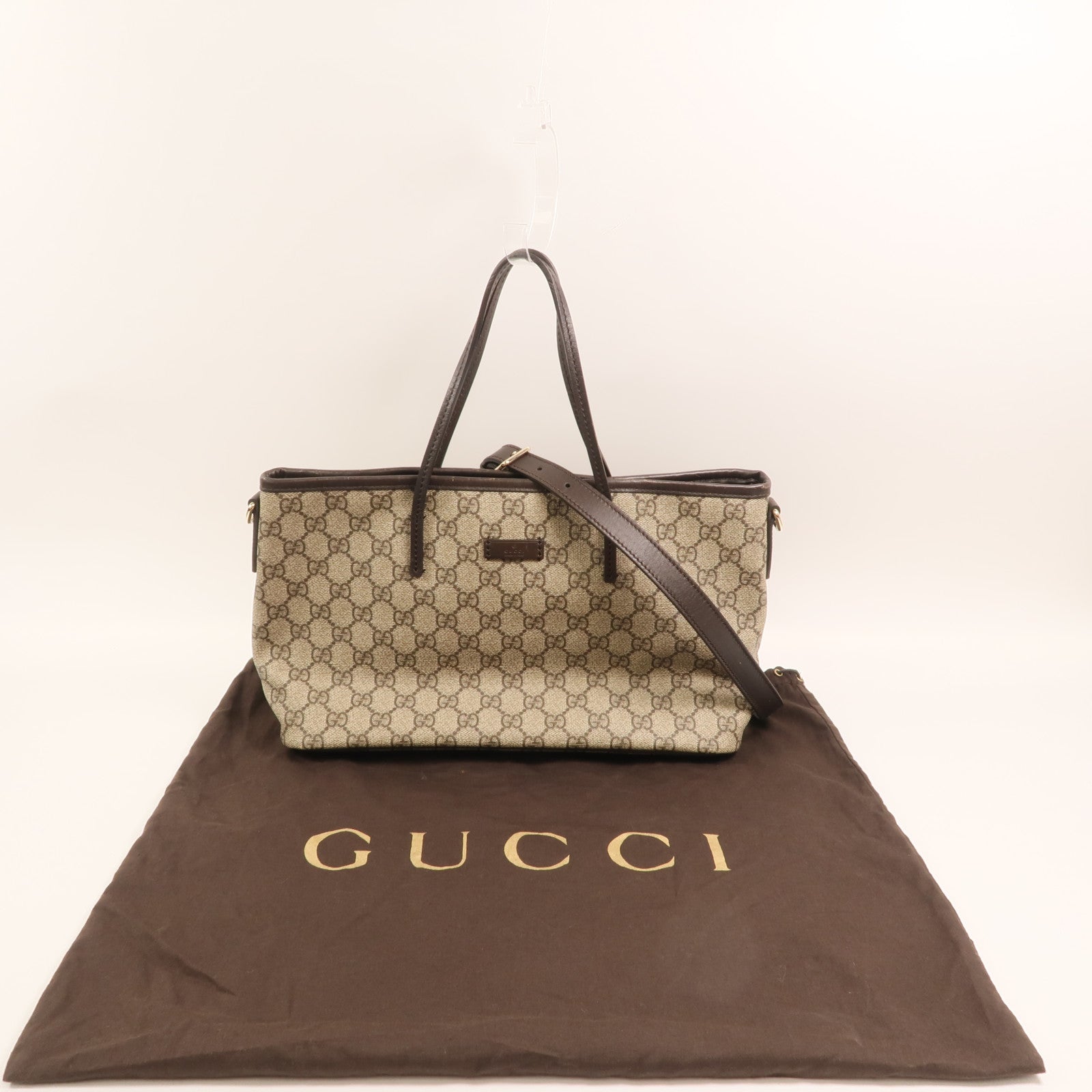 GUCCI 塗層帆布Tote Bag金扣手挽肩背兩用袋
