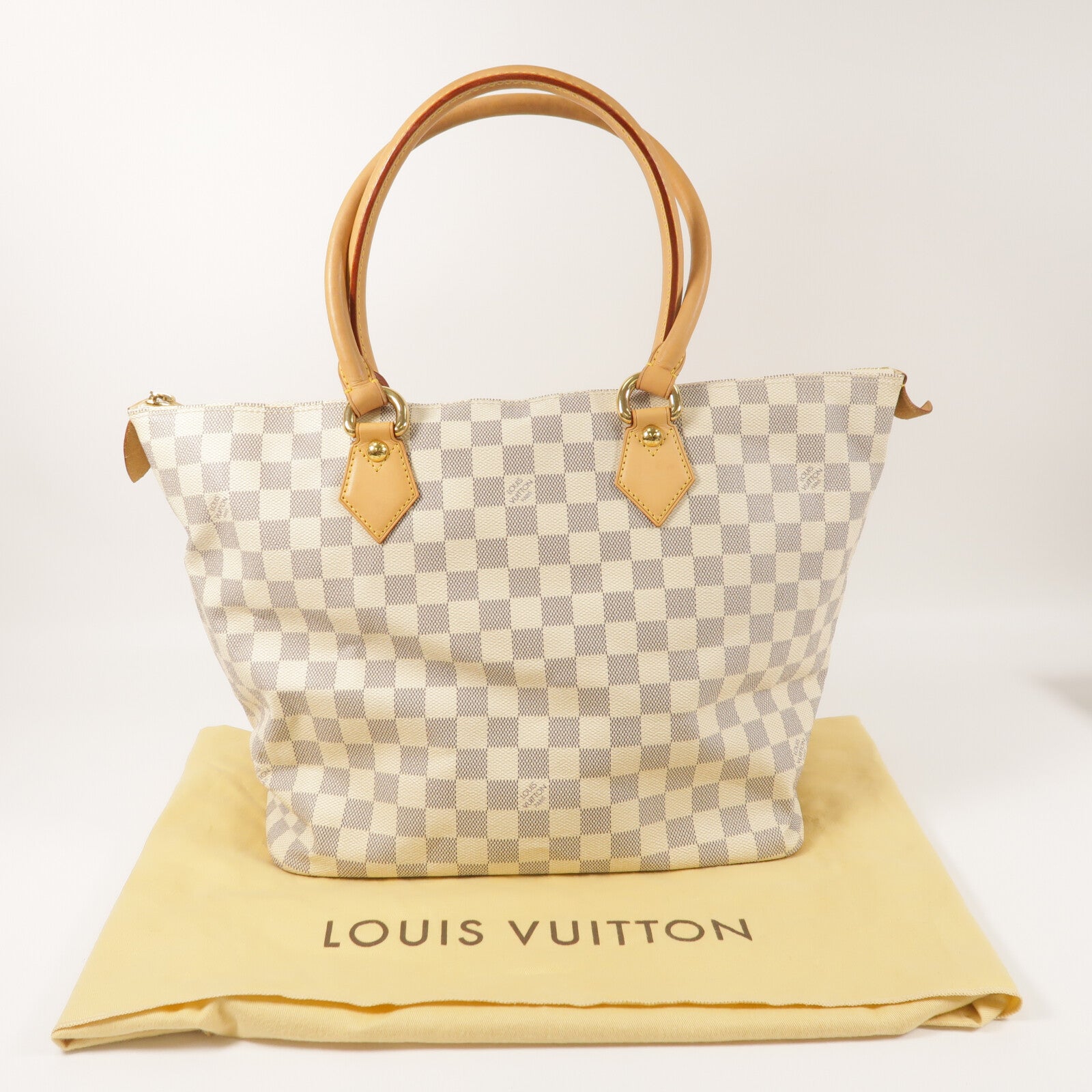 LOUIS VUITTON Damier Azur Saleya MM金扣肩背袋