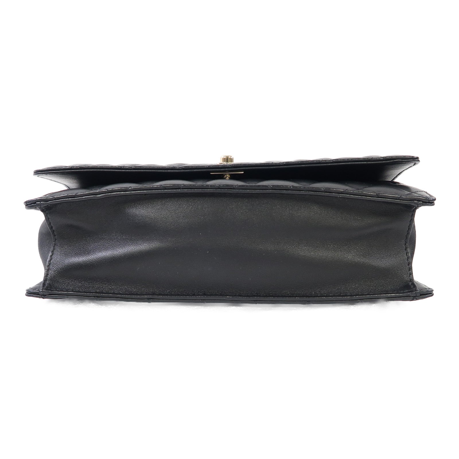 CHANEL 菱格羊皮皮革Shoulder Bag金扣手挽肩背兩用袋黑色