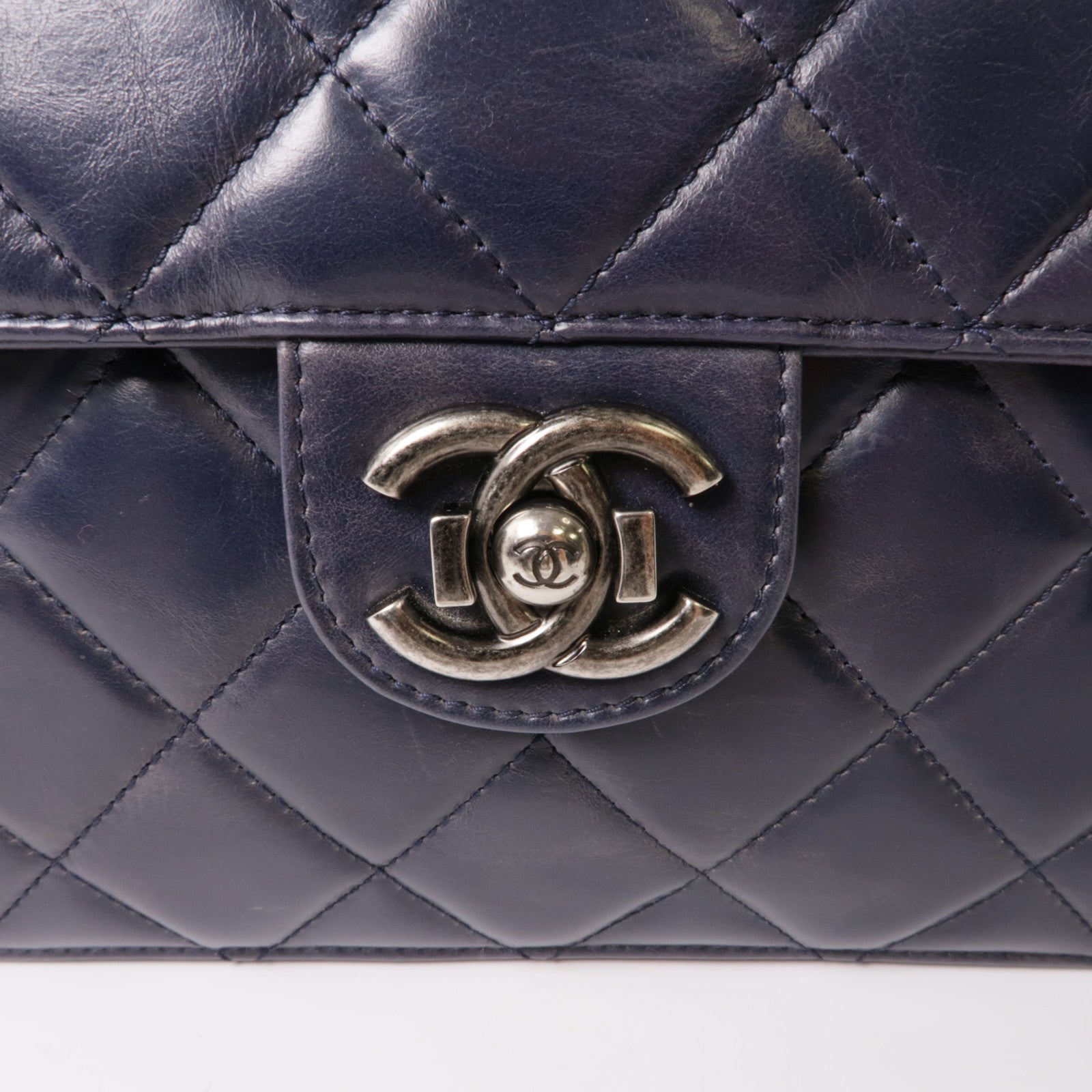 CHANEL 牛皮皮革2 Way Chain Shoulder銀扣手挽肩背兩用袋