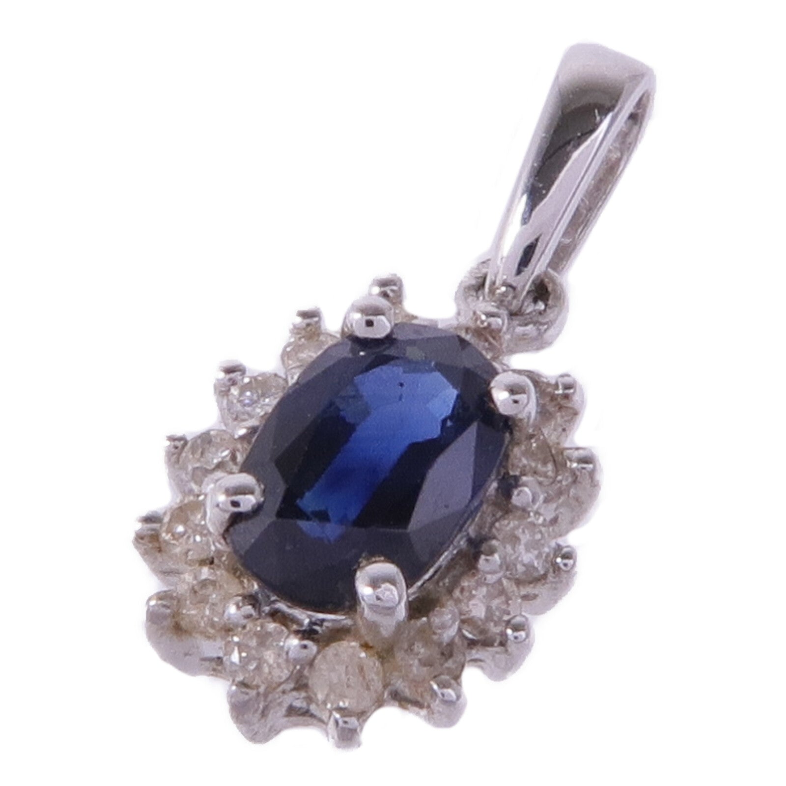 JEWELRY 18K白金Sapphire Diamond Pendant Top藍寶石/鑽石吊墜