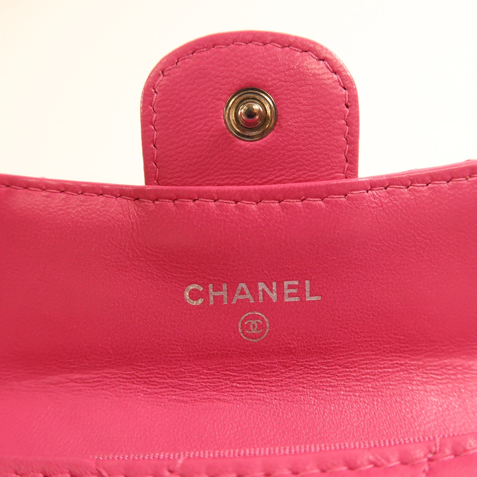 CHANEL 【激減優惠】羊皮皮革Card Case銀扣卡片套