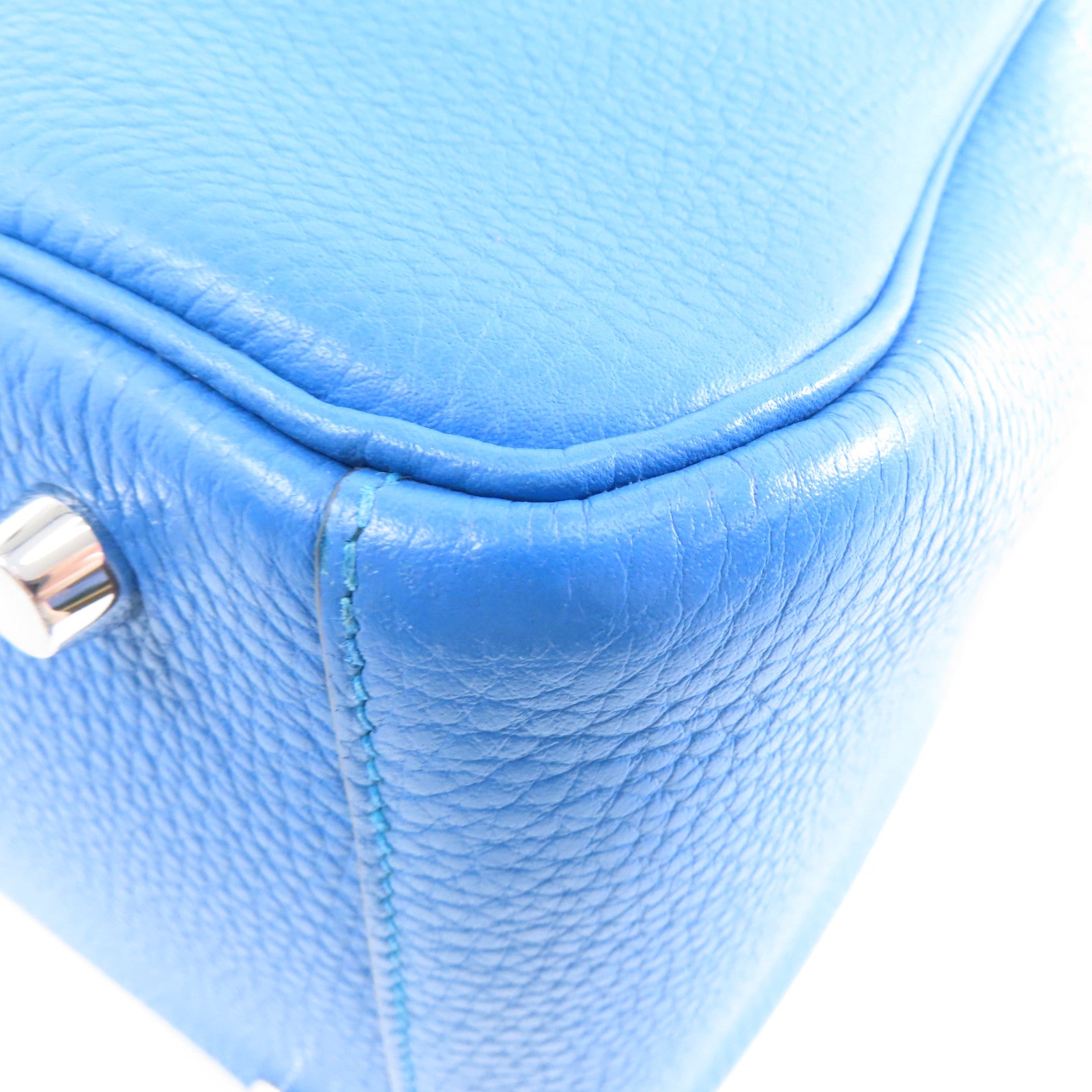 HERMES 【激減優惠】Clemence皮革Lindy 30銀扣手挽肩背兩用袋Blue Zanzibar/藍色