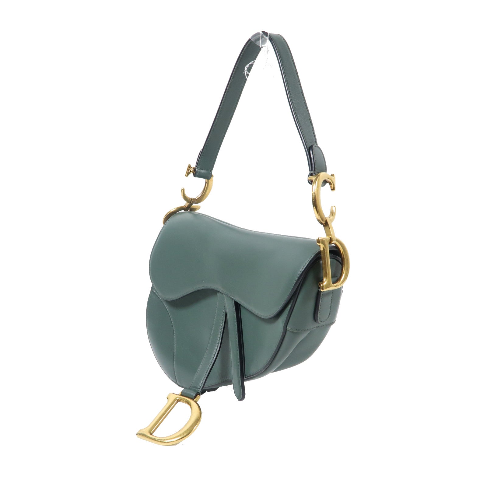 Dior 牛皮皮革Saddle Bag金扣肩背袋綠色