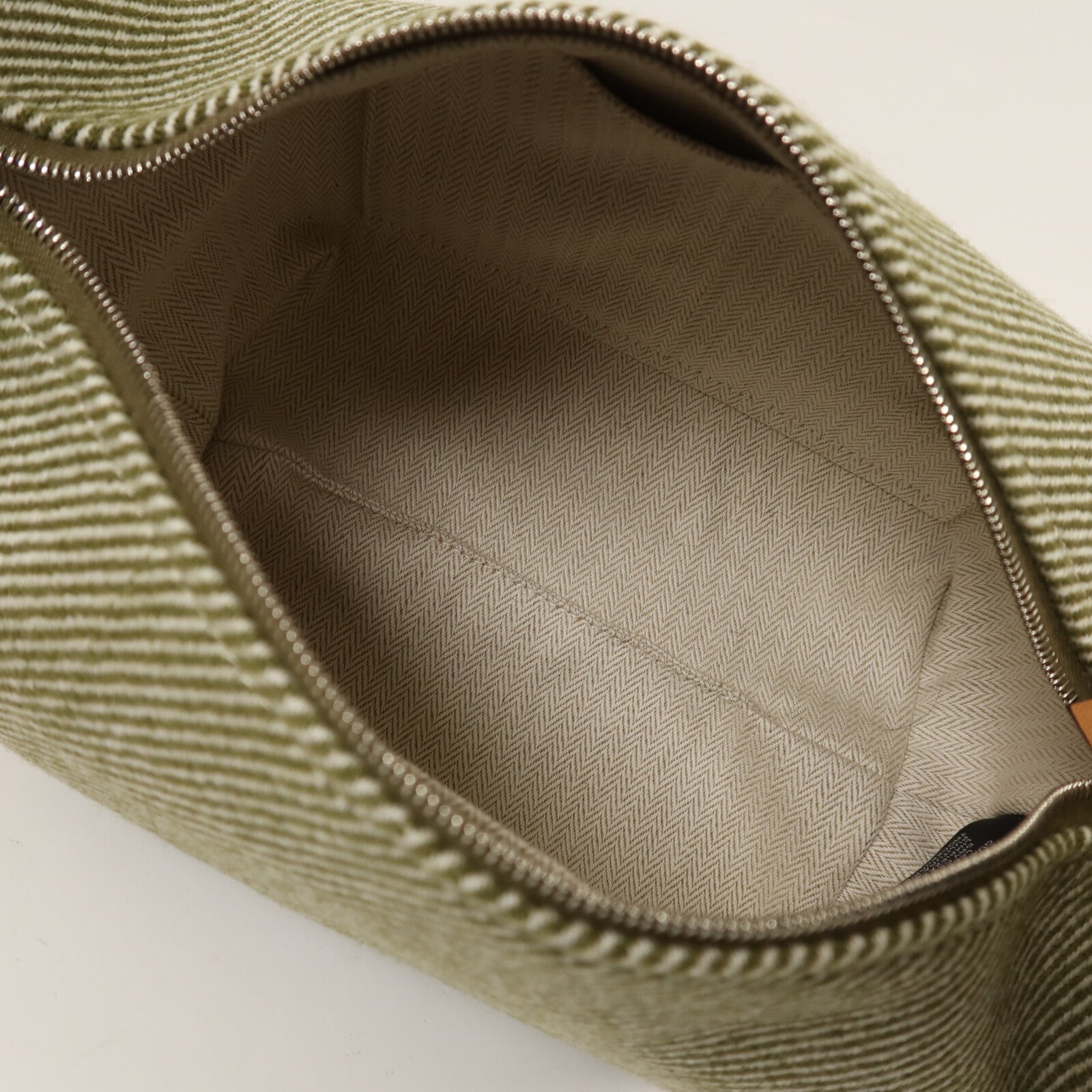 HERMES 帆布Bride-A Brac Cabriole PM銀扣手挽袋Green/Yellow/Beige