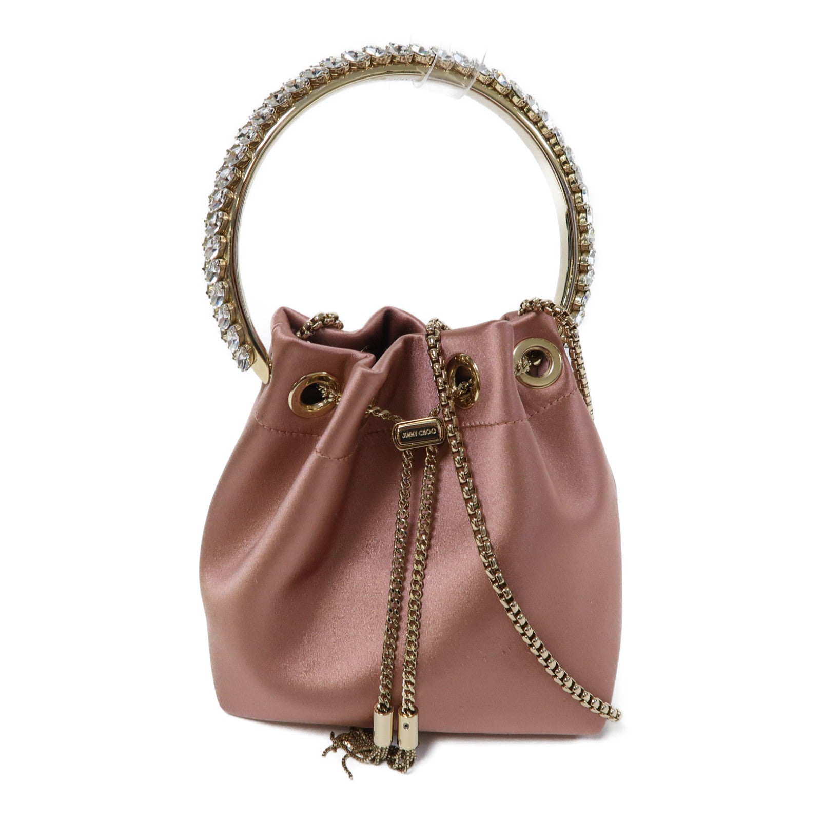 JIMMY CHOO 緞布2 Way Shoulder金扣手挽肩背兩用袋粉紅色