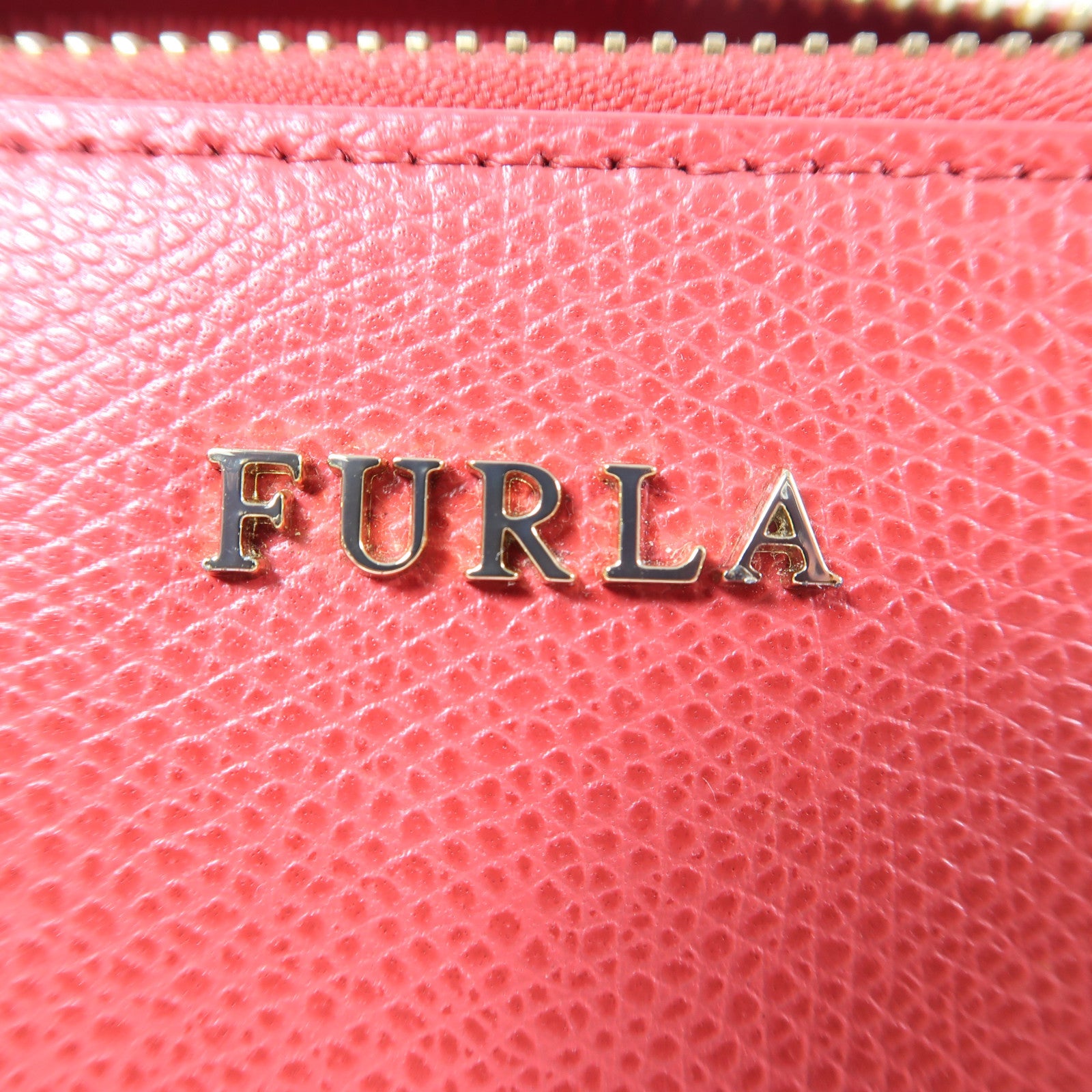 Furla 牛皮皮革Shoulder Bag金扣肩背袋紅色