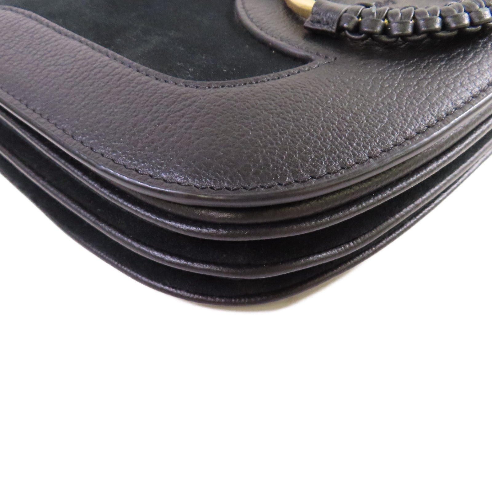 SEE BY CHLOE 麂皮皮革/牛皮皮革Hana Small Shoulder Bag金扣肩背袋黑色