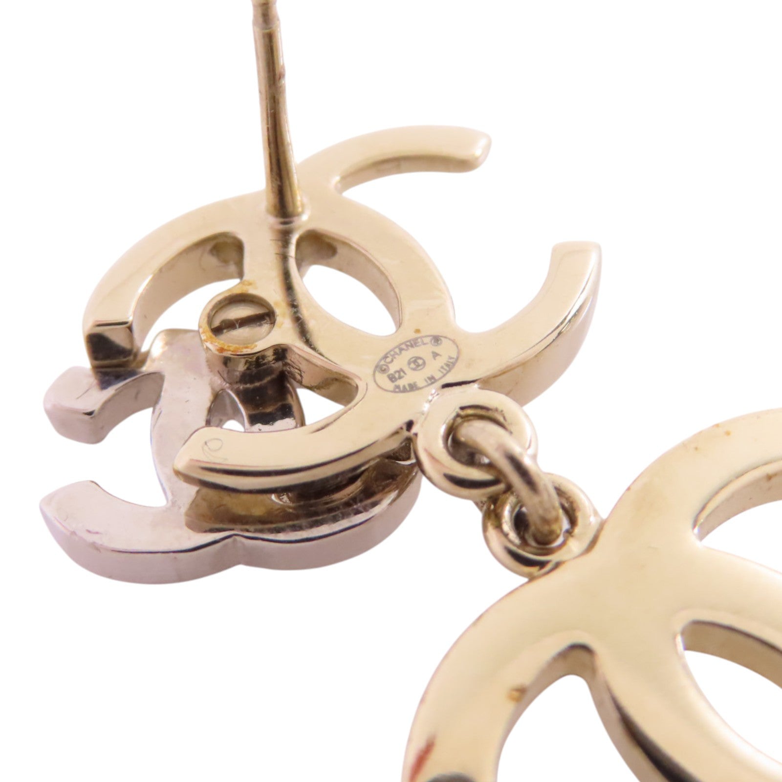 CHANEL 金屬/水鑽/仿珍珠CC Earrings金扣耳環
