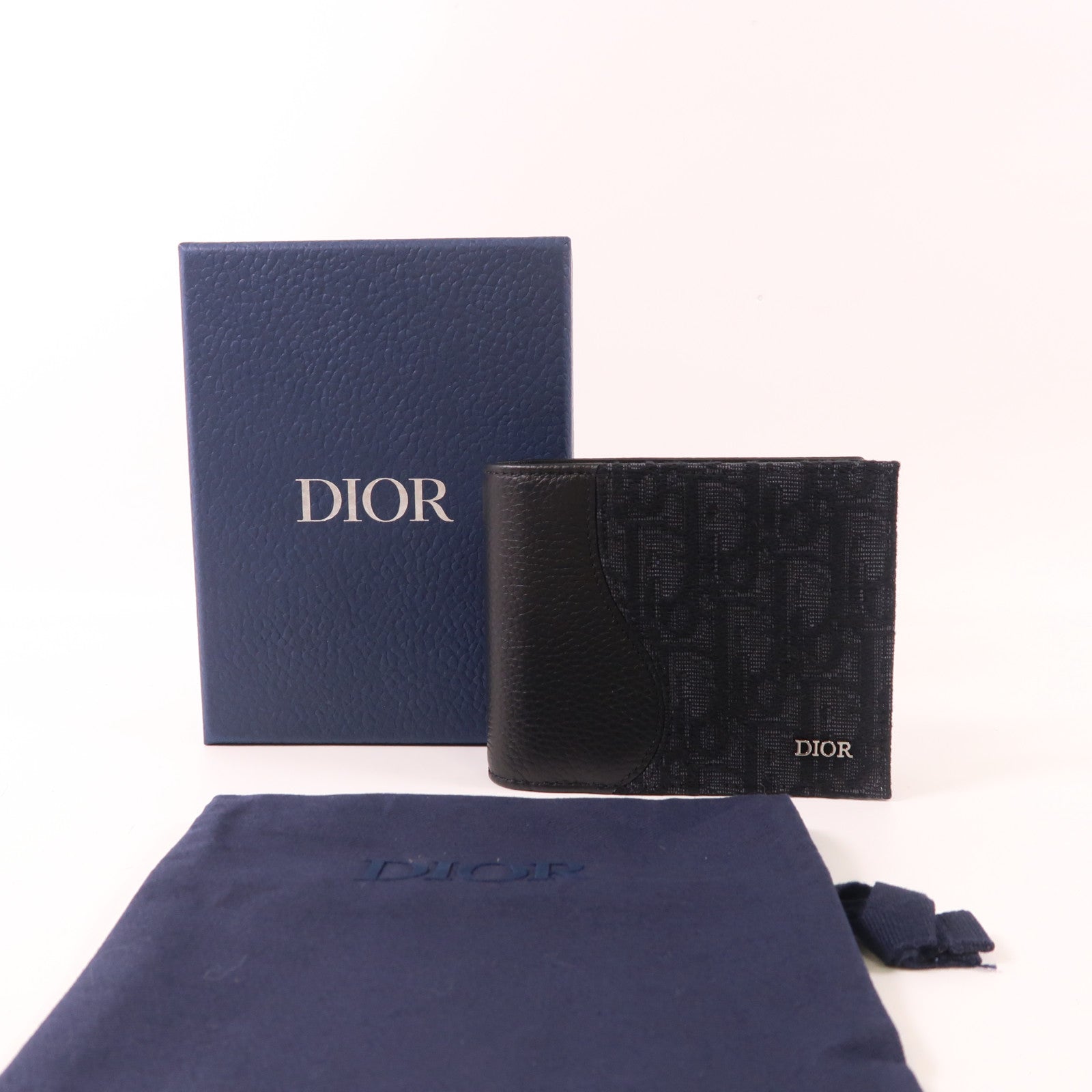 Dior 牛皮皮革/帆布Saddle Billfold Wallet銀扣錢包