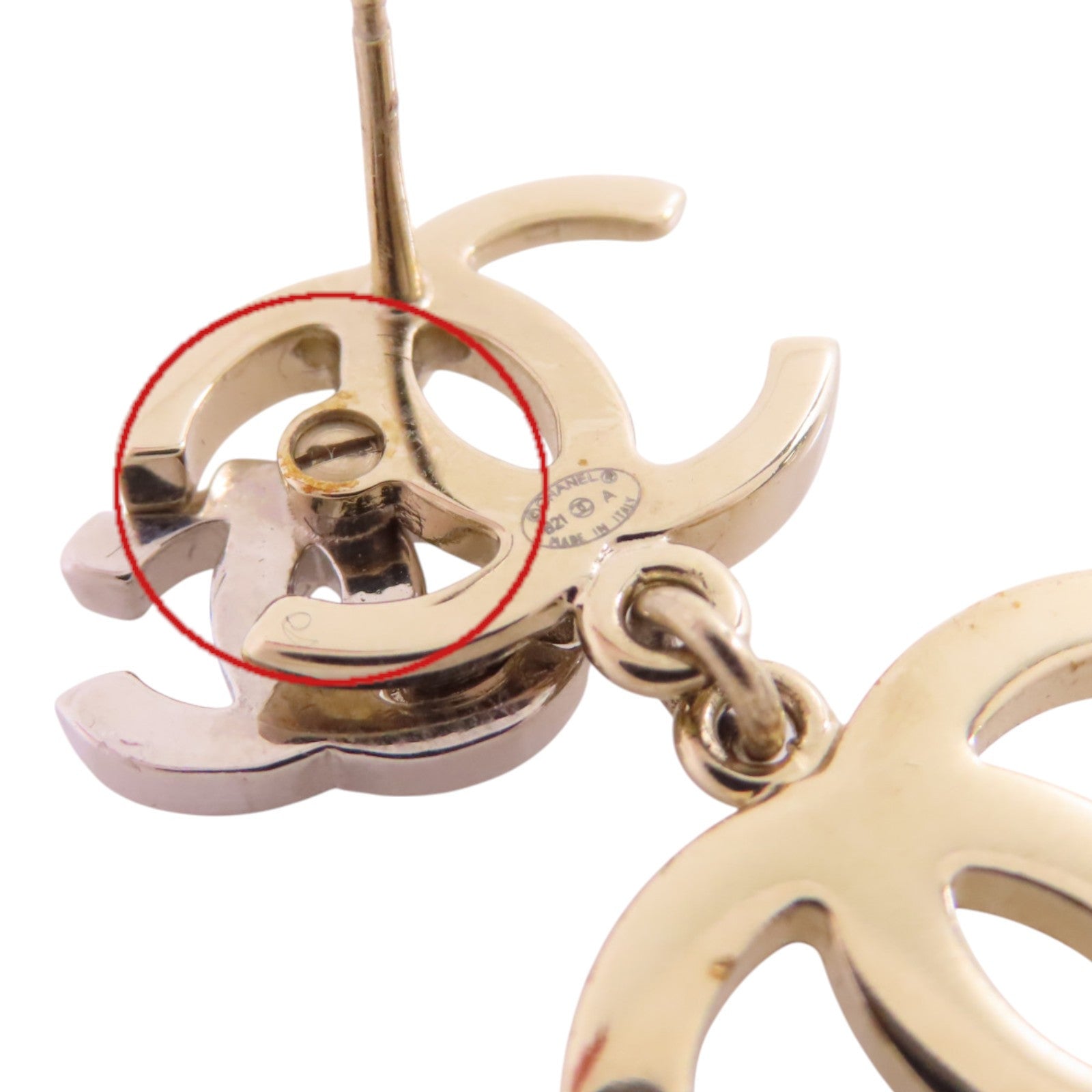 CHANEL 金屬/水鑽/仿珍珠CC Earrings金扣耳環
