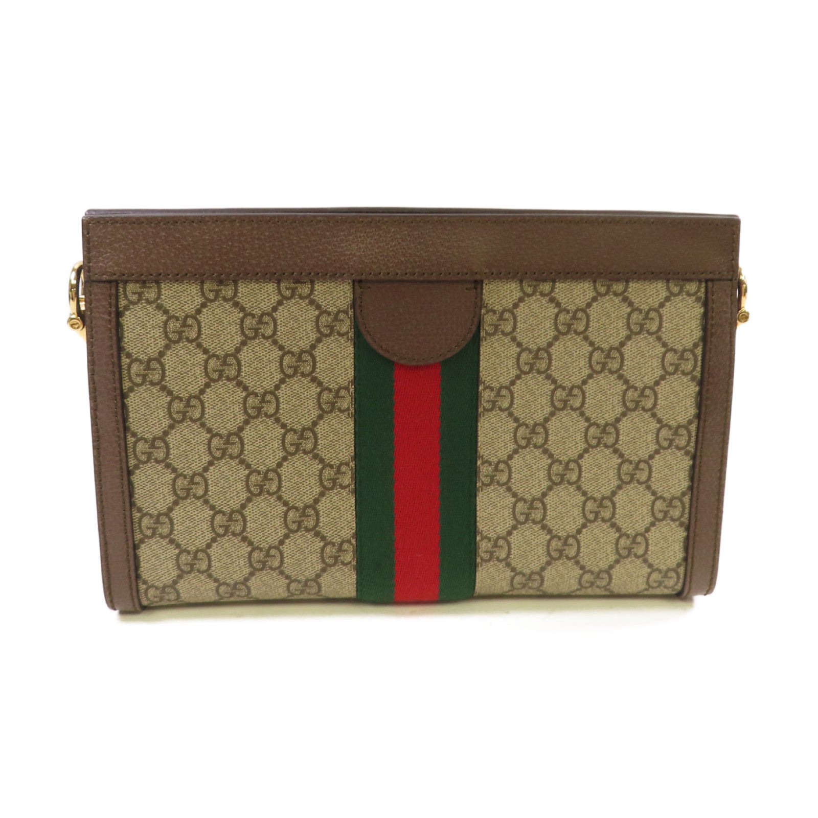 GUCCI 塗層帆布Ophidia GG Small Shoulder Bag金扣鏈帶肩背袋啡色