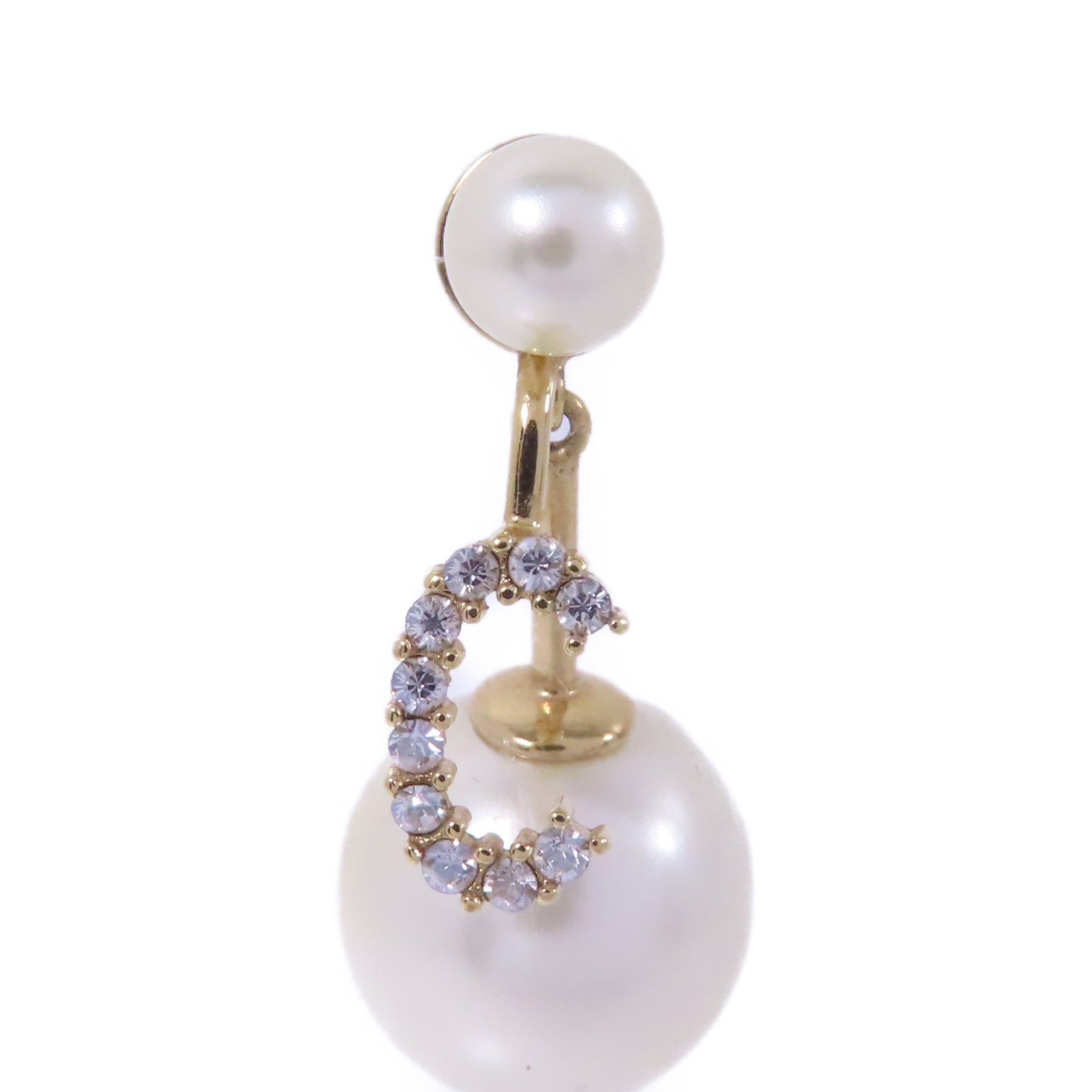 Dior 金屬/PVC Single Earring耳環金色/白色