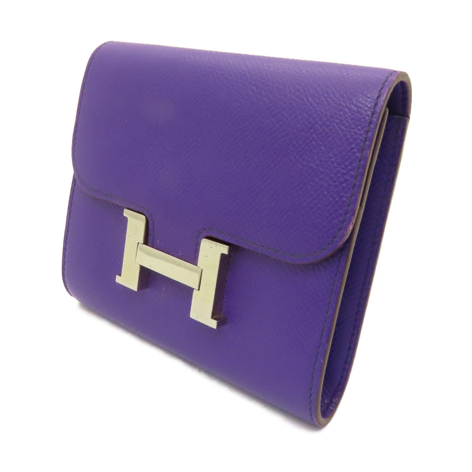 HERMES **【清倉大減價】Epsom皮革Constance Wallet銀扣錢包Iris紫色