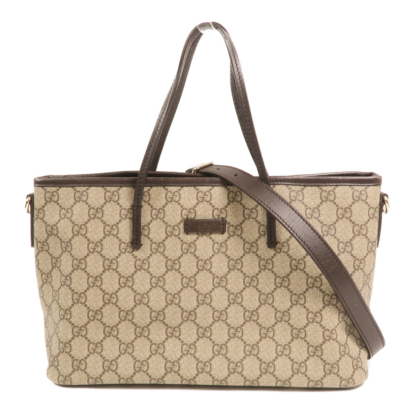 GUCCI 塗層帆布Tote Bag金扣手挽肩背兩用袋