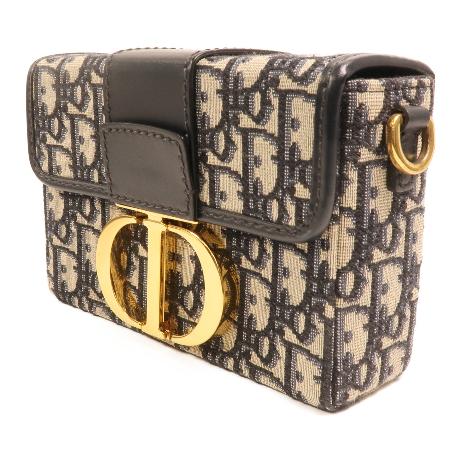 Dior 帆布/牛皮皮革Oblique Montaigne 30金扣肩背袋