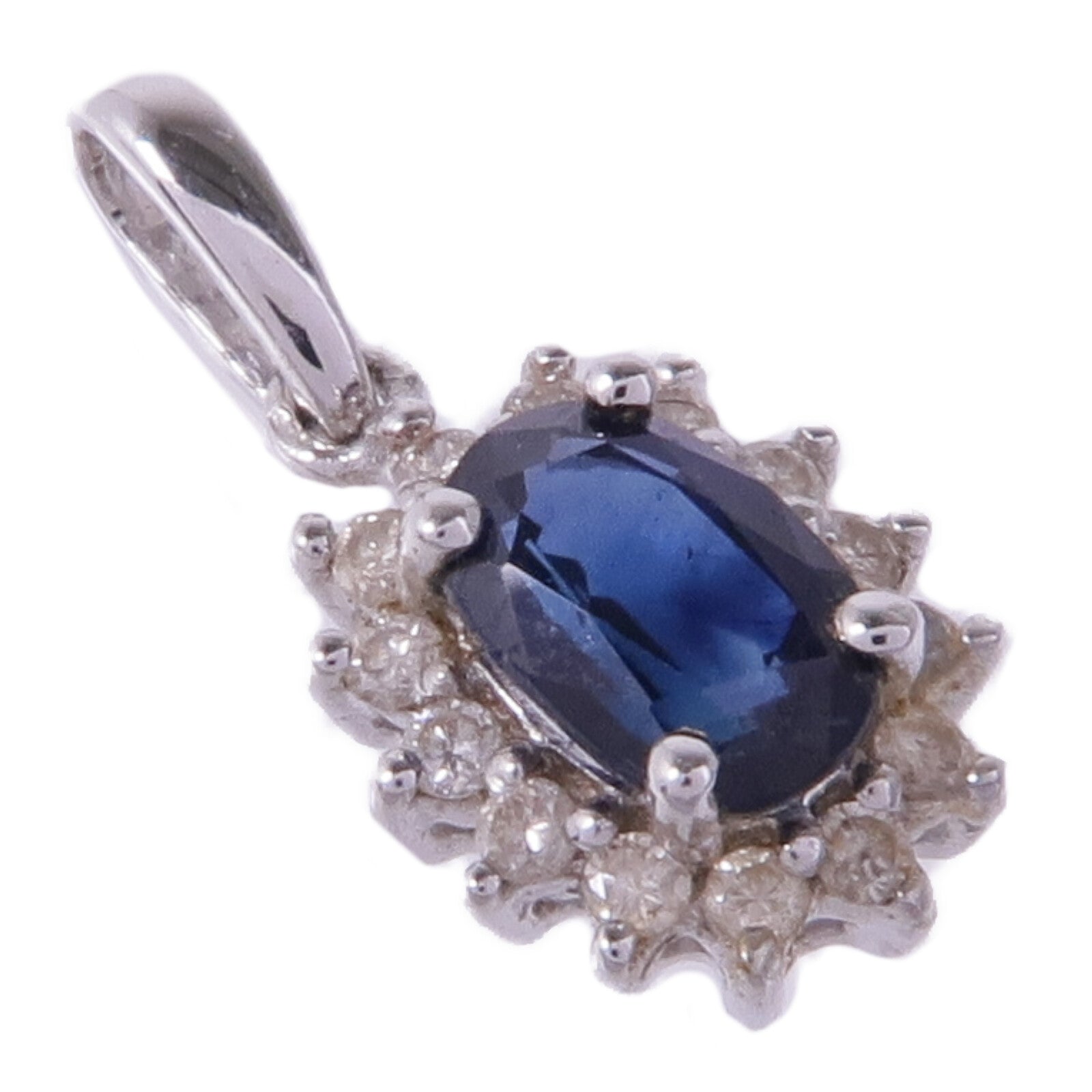 JEWELRY 18K白金Sapphire Diamond Pendant Top藍寶石/鑽石吊墜