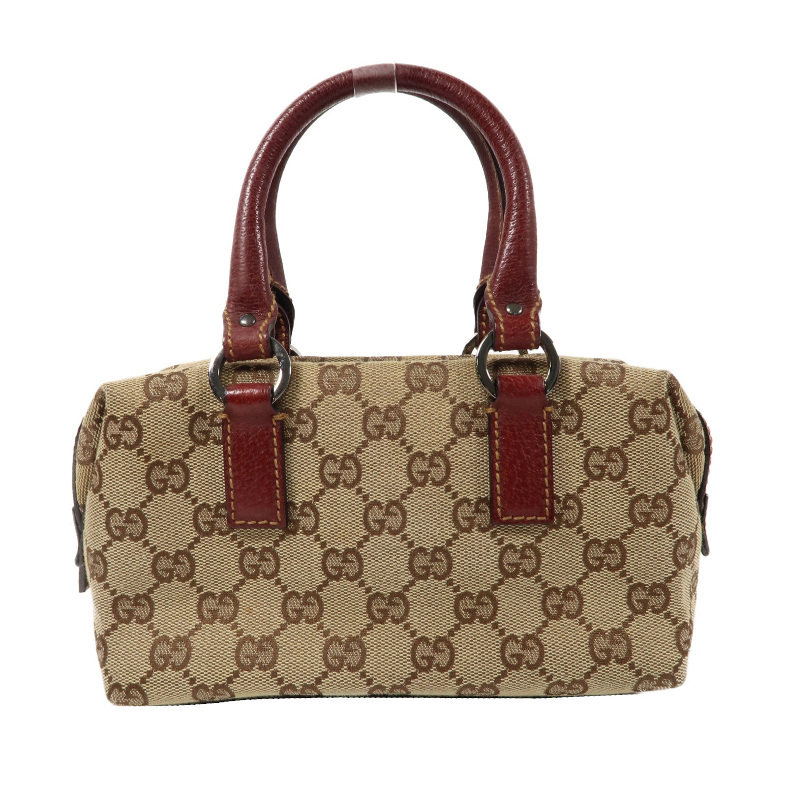 GUCCI 【清倉大減價】帆布Handbag銀扣手挽袋啡色