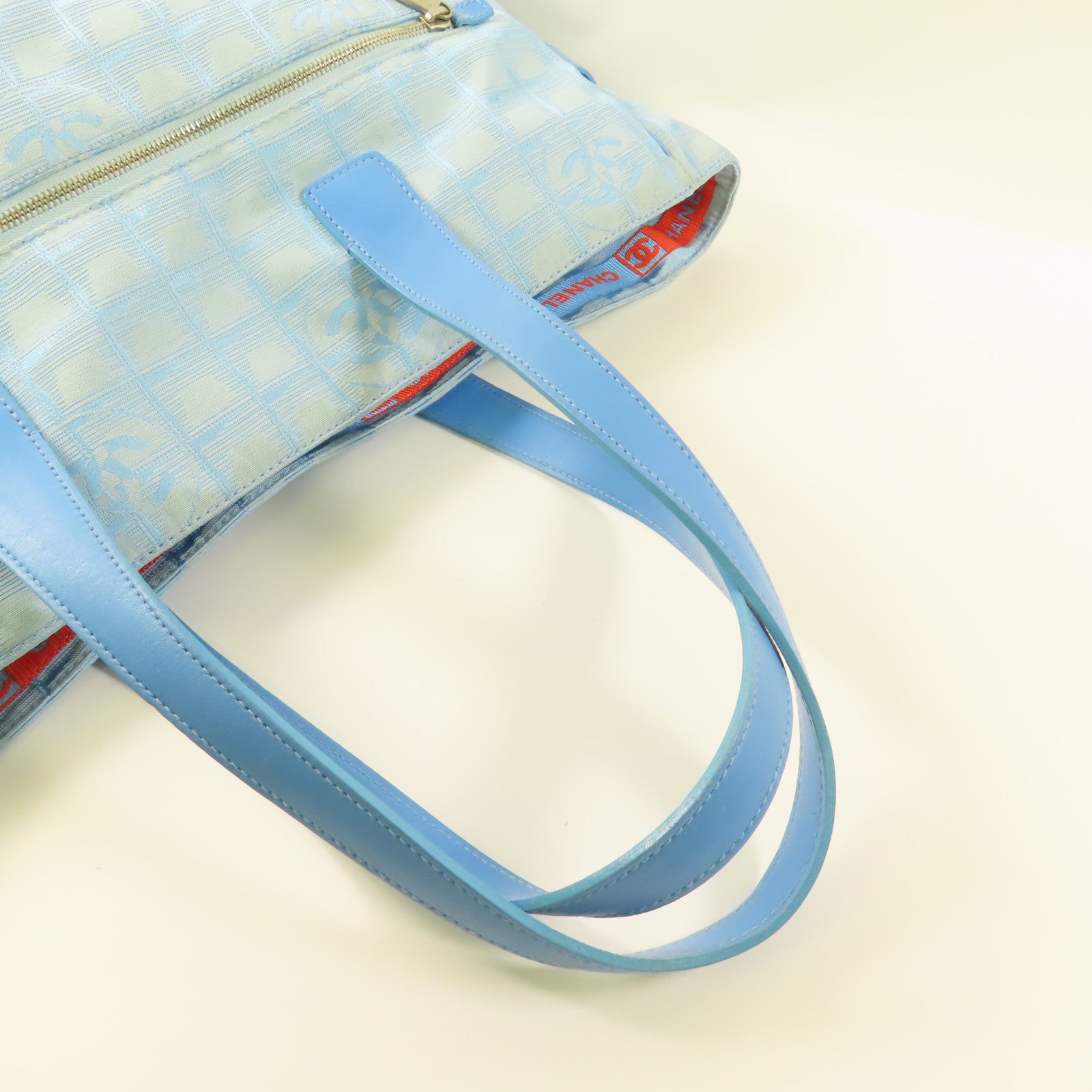 CHANEL CC SHW New Travel Line Tote Bag Nylon Blue