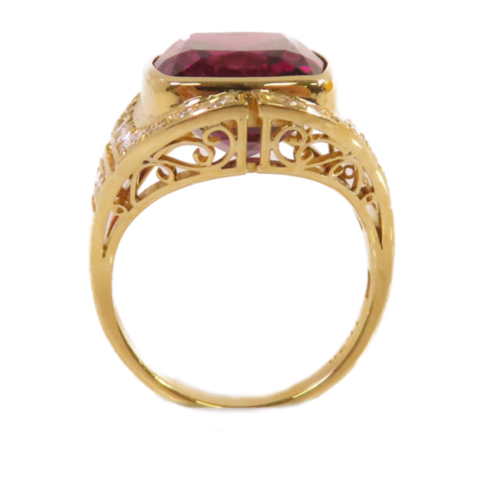 JEWELRY 18K黃金/11.2ct石榴石/0.51ct鑽石Garnet Ring戒指US#5