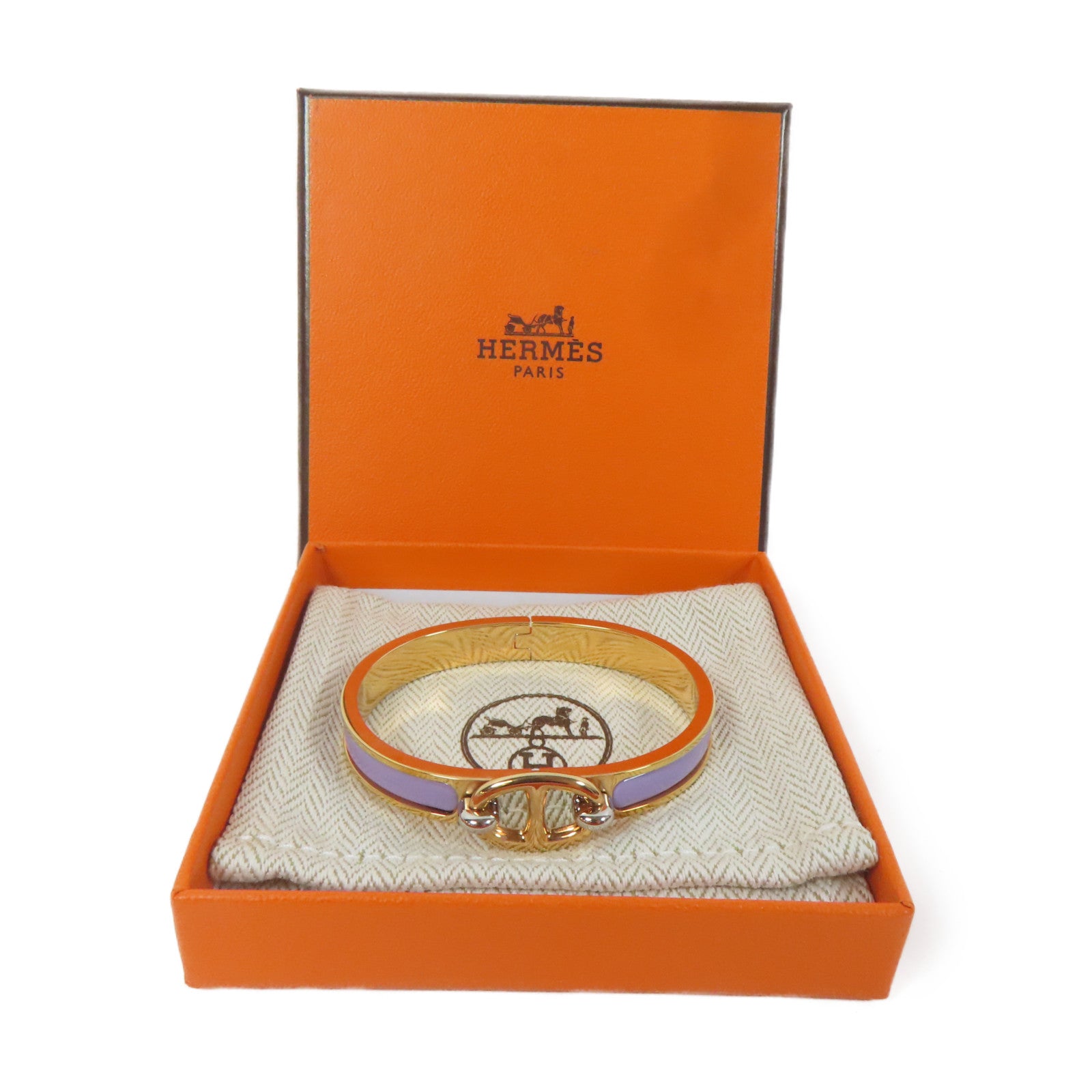 HERMES 琺瑯/金屬Mini Clic Bracelet金扣手鐲紫色