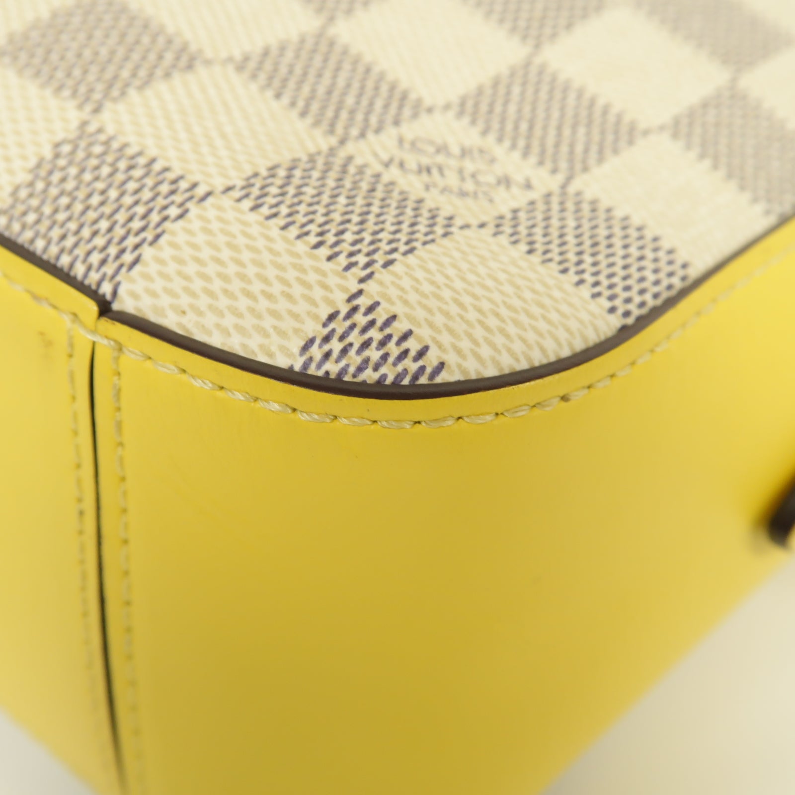 LOUIS VUITTON 【激減優惠】Damier Azur Saintonge金扣手挽肩背兩用袋黃色/白色