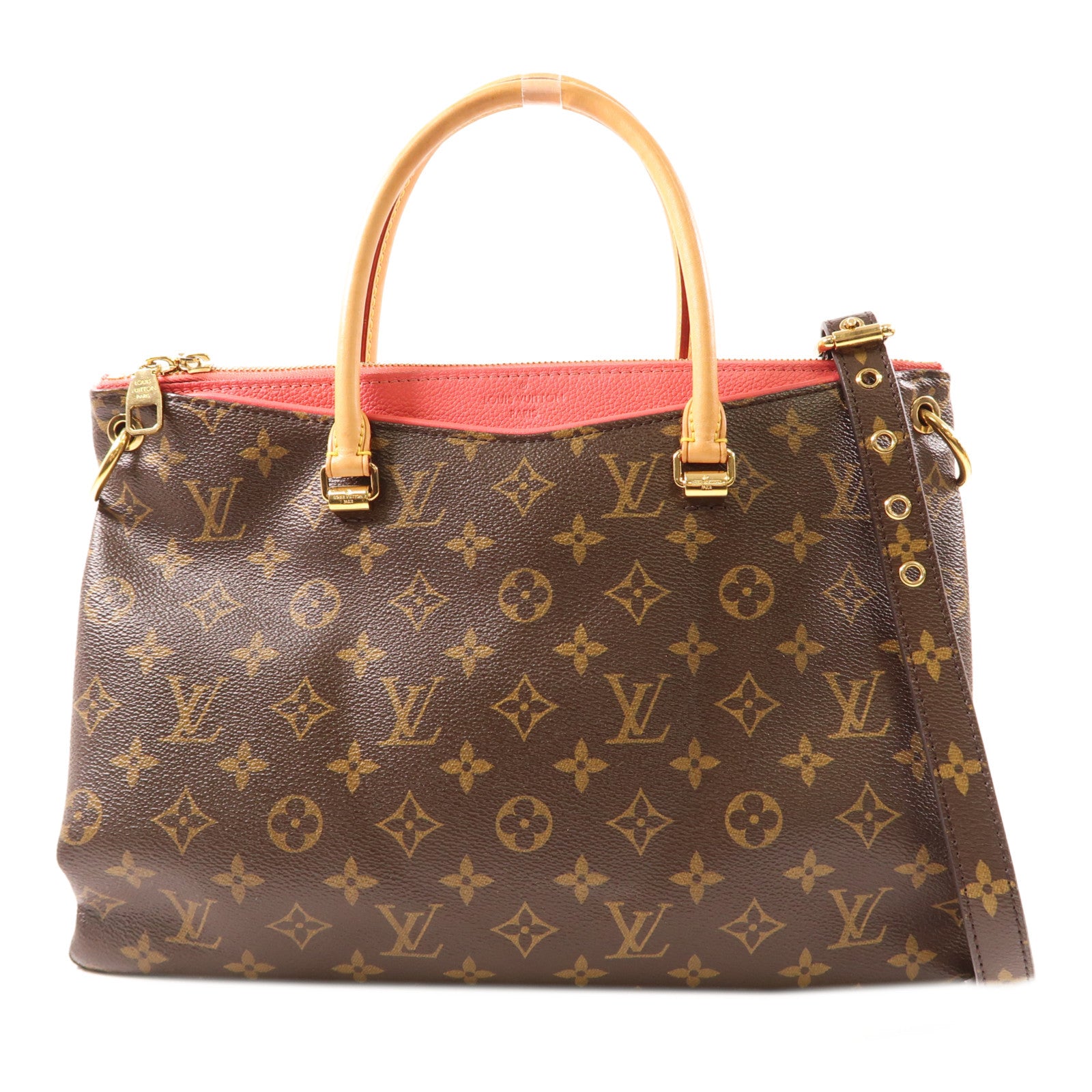LOUIS VUITTON 【激減優惠】Monogram Pallas金扣手挽肩背兩用袋棕色