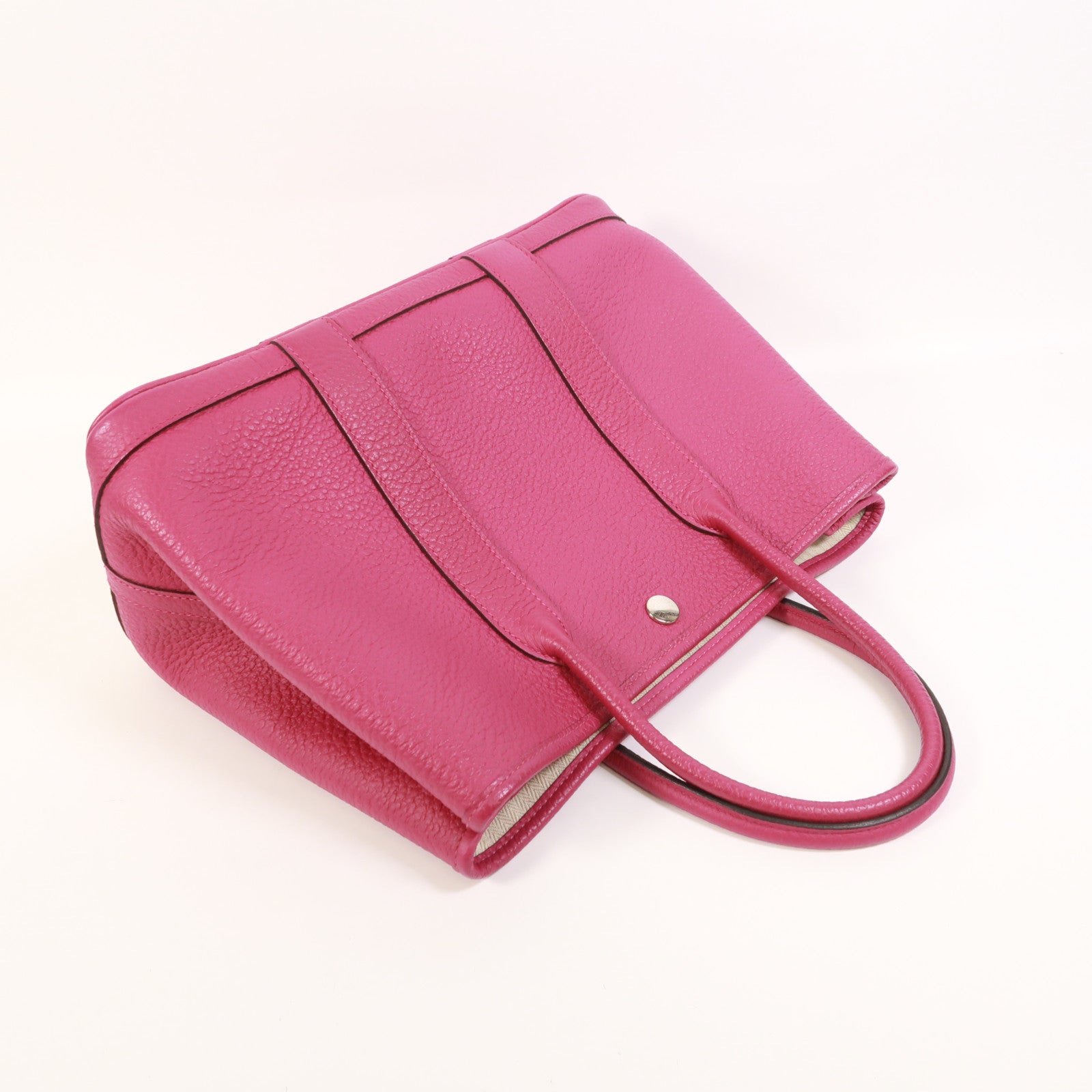 HERMES Negonda皮革Garden Party TPM銀扣手挽袋Rose Pourpre
