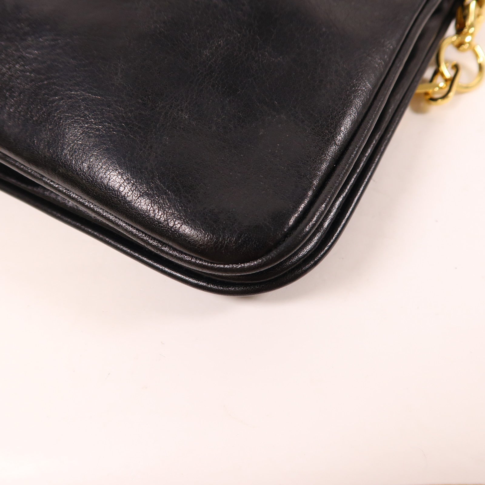 【激減優惠】牛皮皮革Reva Clutch金扣鏈帶肩背袋