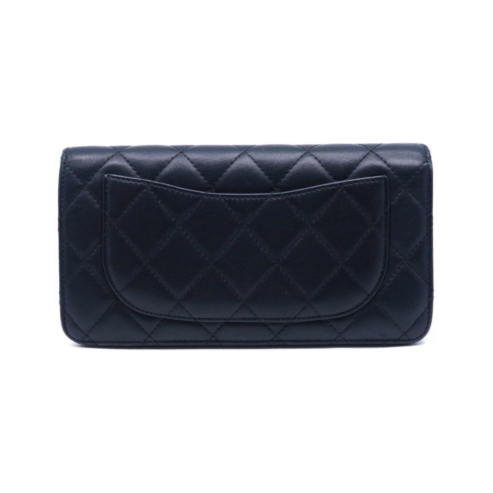 CHANEL **【激減優惠】菱格羊皮皮革Wallet銀扣長錢包黑色