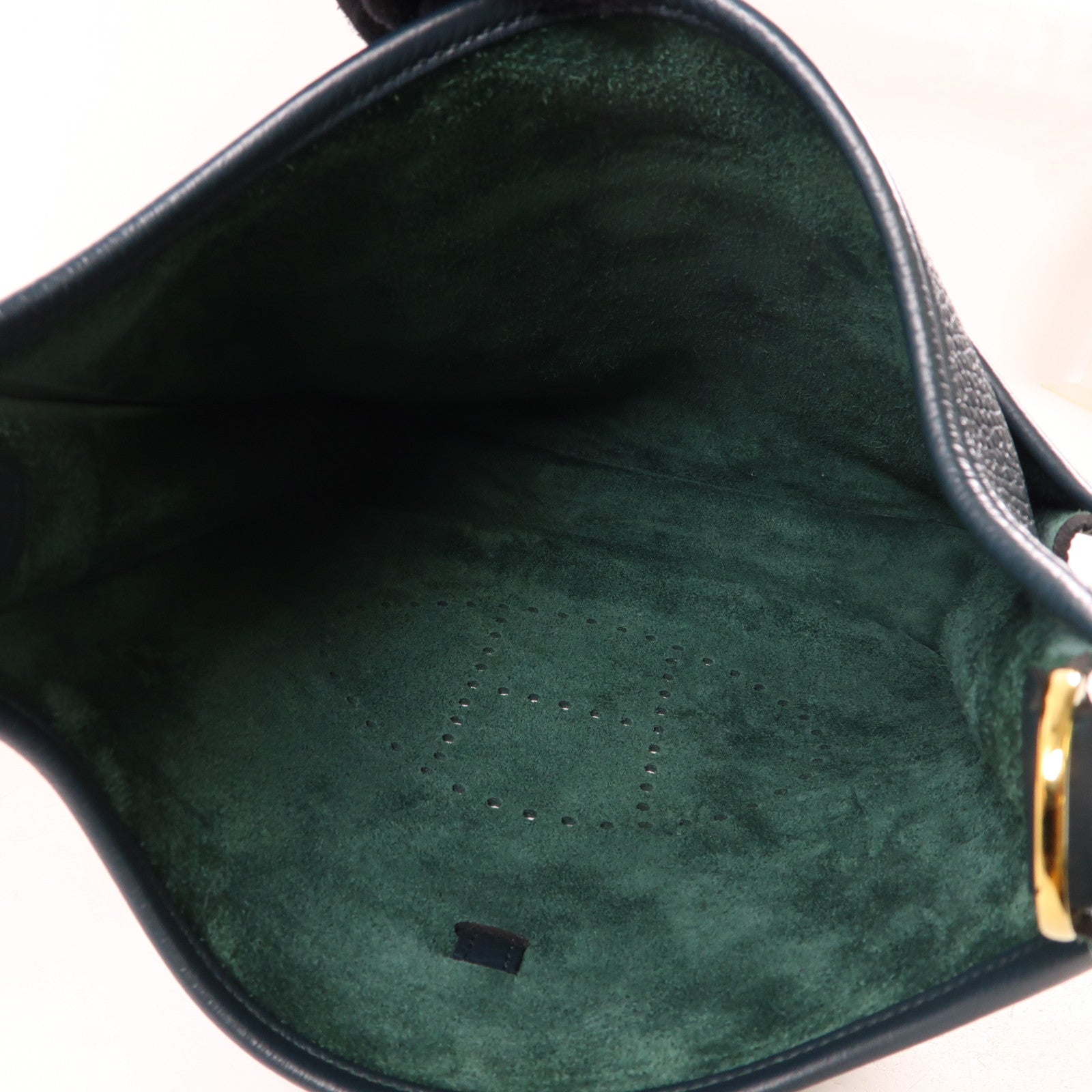 HERMES Clemence皮革Evelyne PM金扣肩背袋vert cypress墨綠色