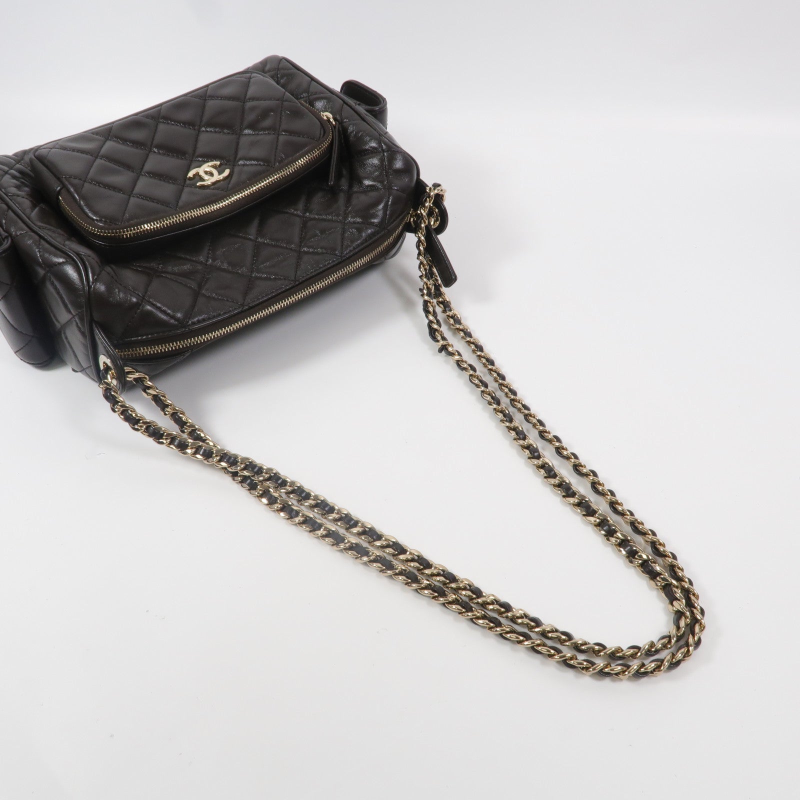 CHANEL 羊皮皮革Camera Bag鏈帶肩背袋