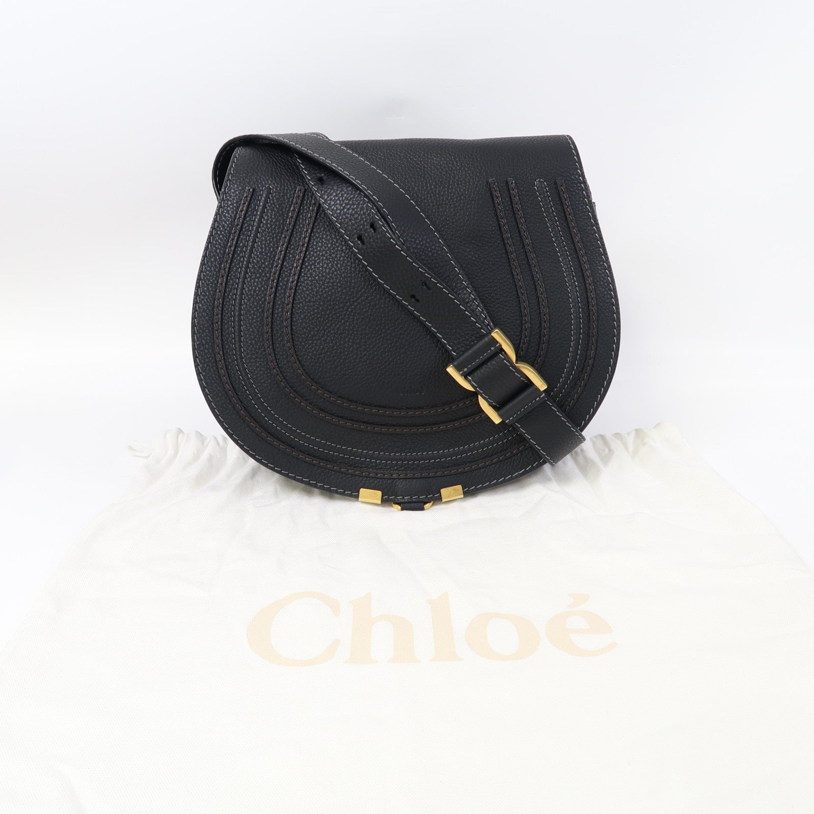 Chloe 牛皮皮革Shoulder bag金扣肩背袋黑色