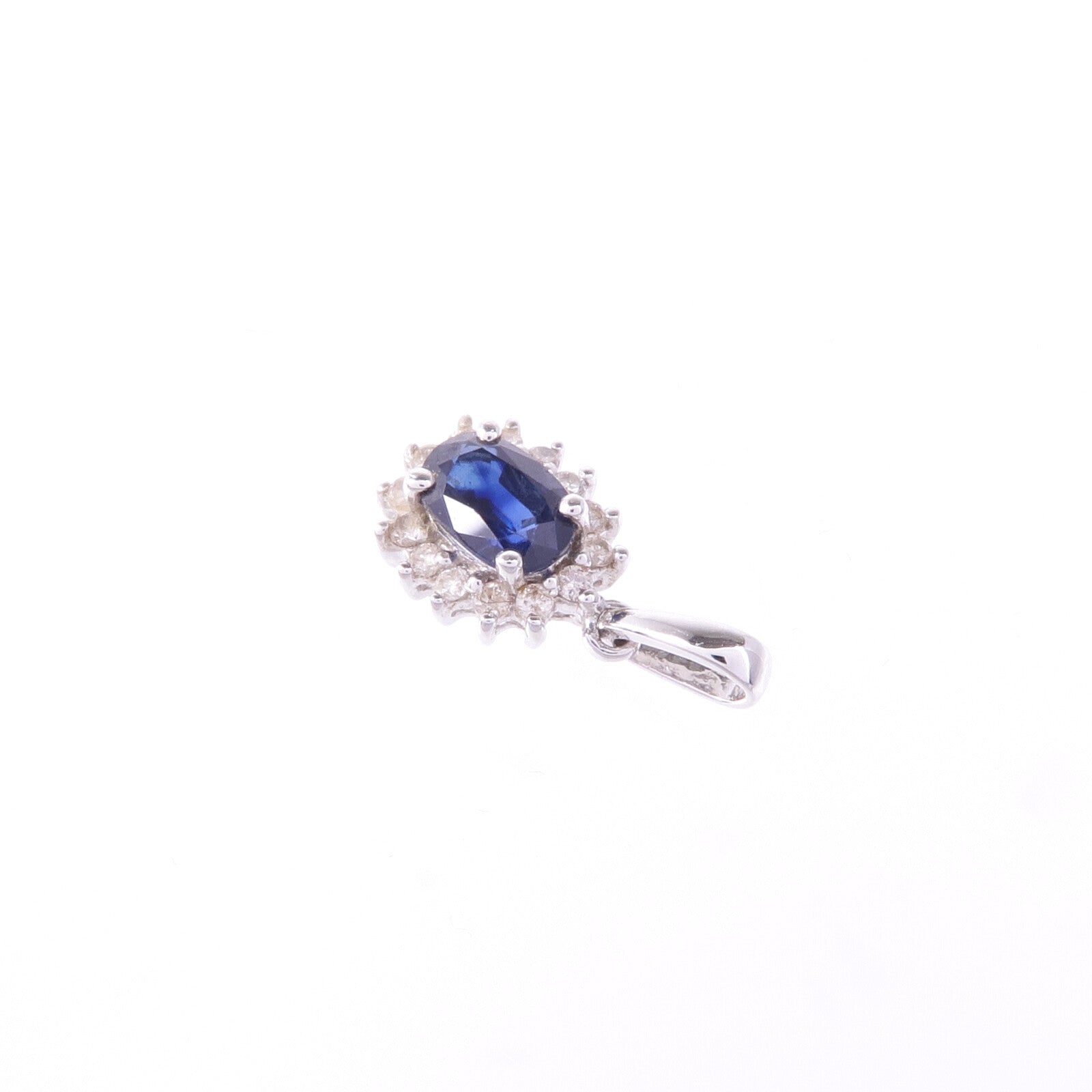 JEWELRY 18K白金Sapphire Diamond Pendant Top藍寶石/鑽石吊墜