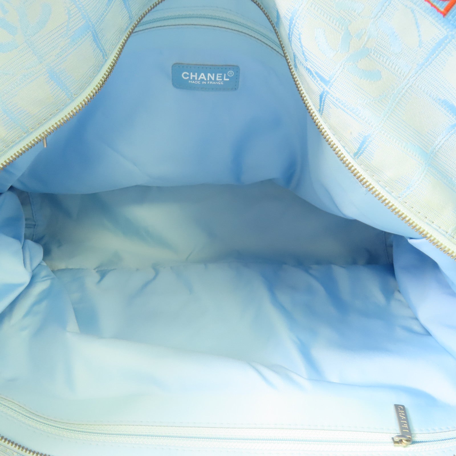 CHANEL CC SHW New Travel Line Tote Bag Nylon Blue