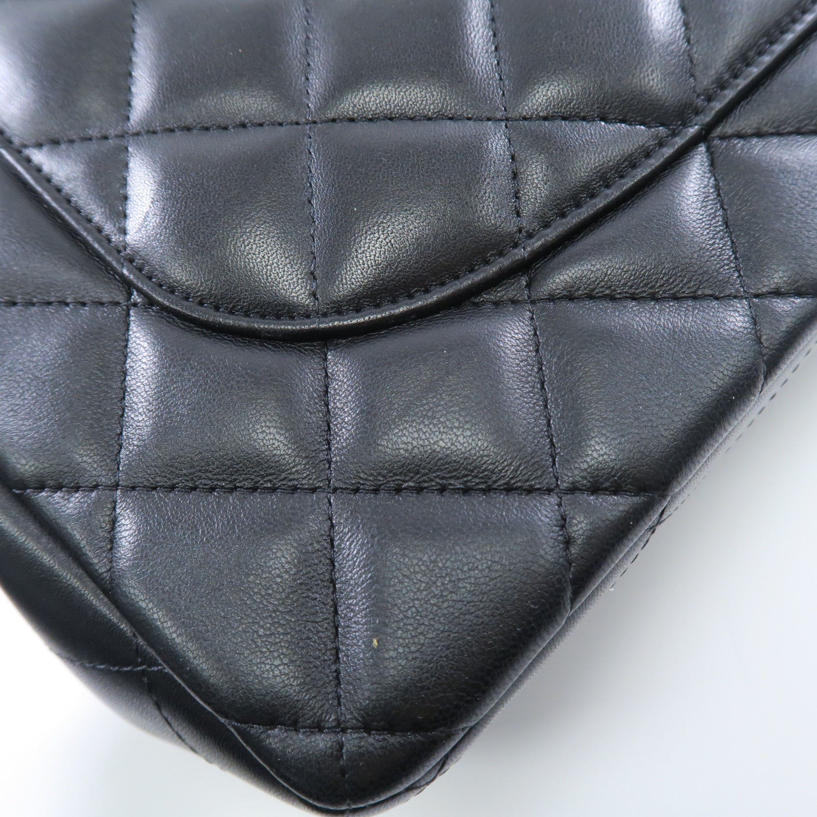 CHANEL 羊皮皮革Large Classic銀扣鏈帶肩背袋黑色