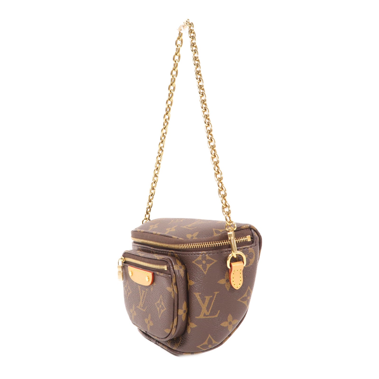 LOUIS VUITTON Monogram Mini Bumbag金扣手挽肩背兩用袋棕色