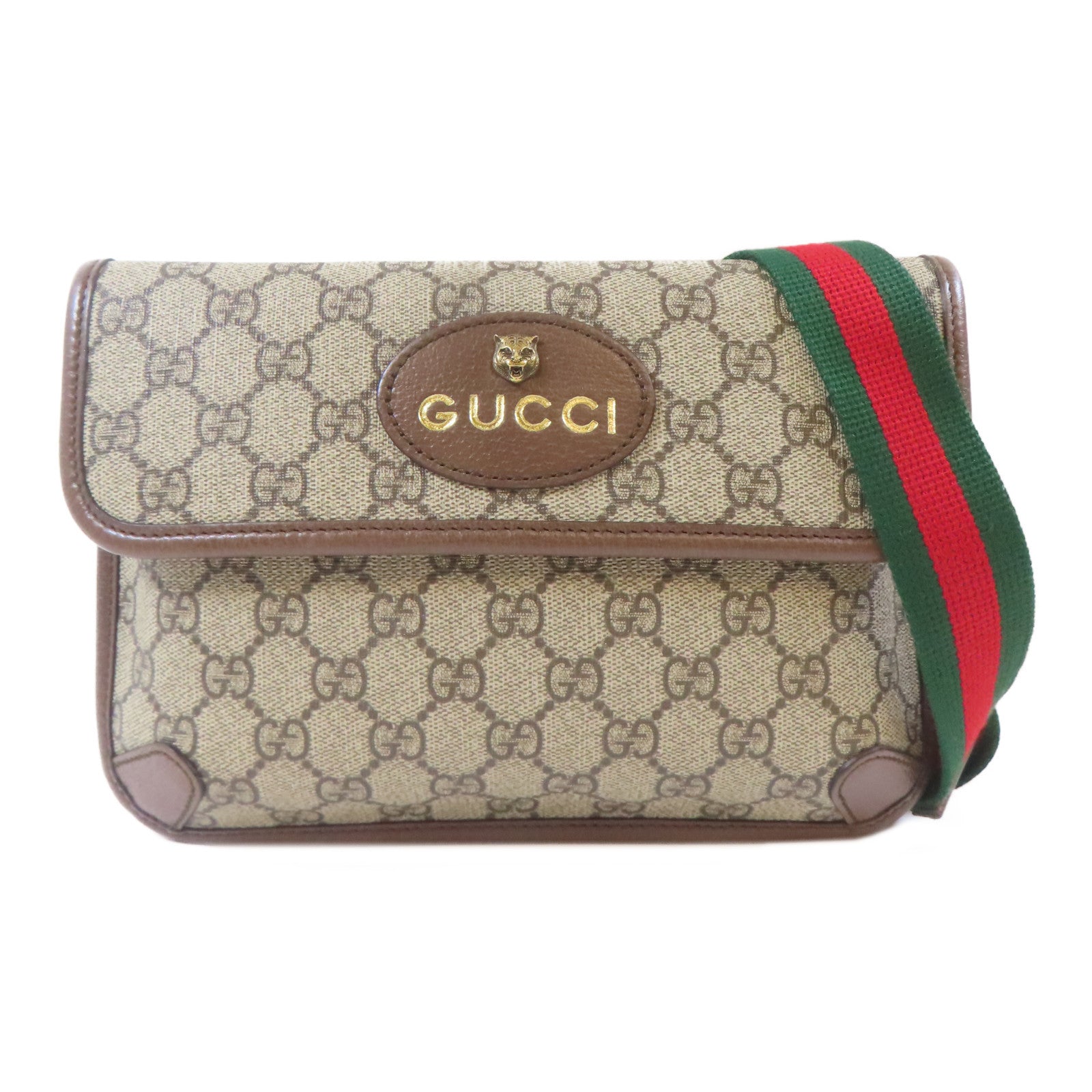 GUCCI 塗層帆布Waist Bag金扣腰包啡色